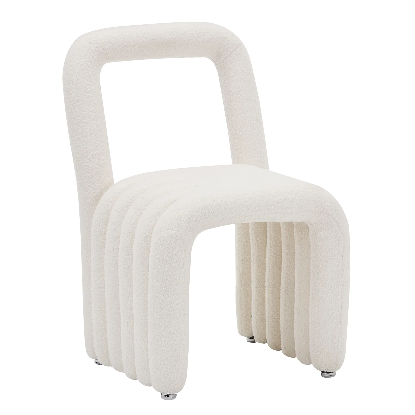 Lycus Boucle Cushioned Accent Chair in Cream White - Image 5
