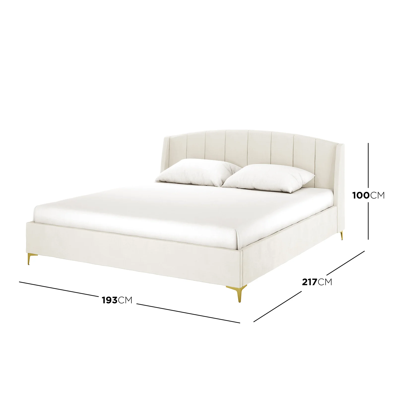 Lyra King Winged Velvet Fabric Bed Frame in Cream White - Image 3