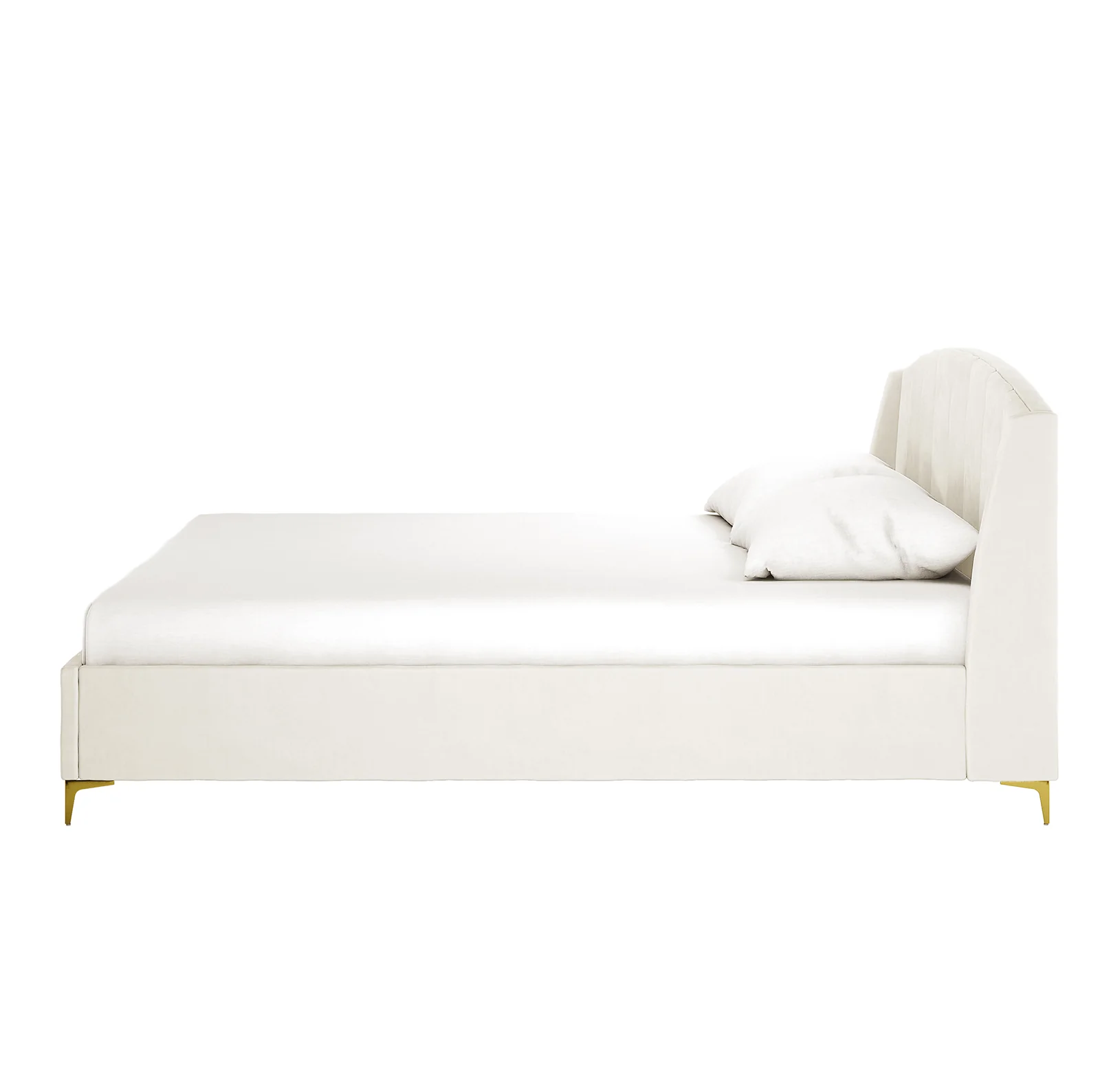 Lyra King Winged Velvet Fabric Bed Frame in Cream White - Image 5