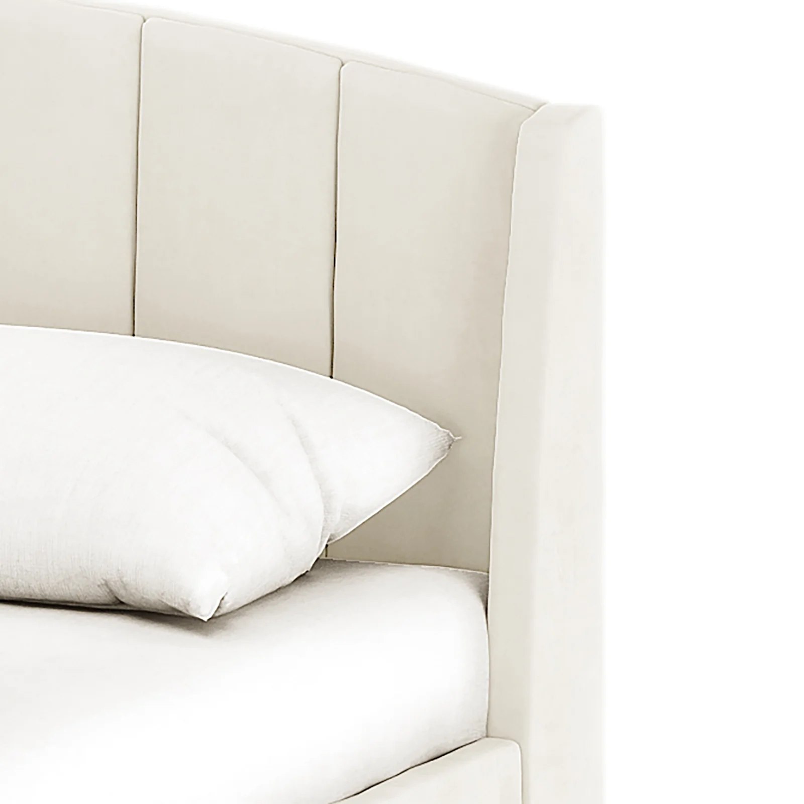 Lyra Queen Winged Velvet Fabric Bed Frame in Cream White - Image 6