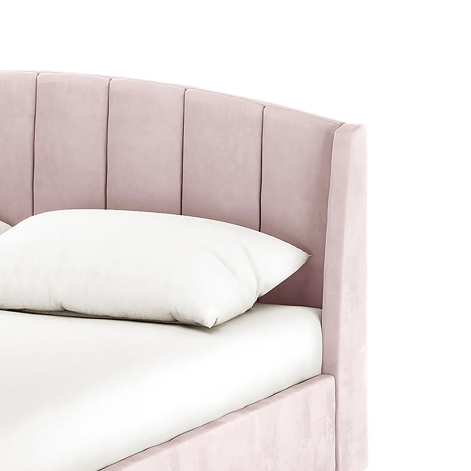 Lyra Queen Winged Velvet Fabric Bed Frame in Soft Pink - Image 8
