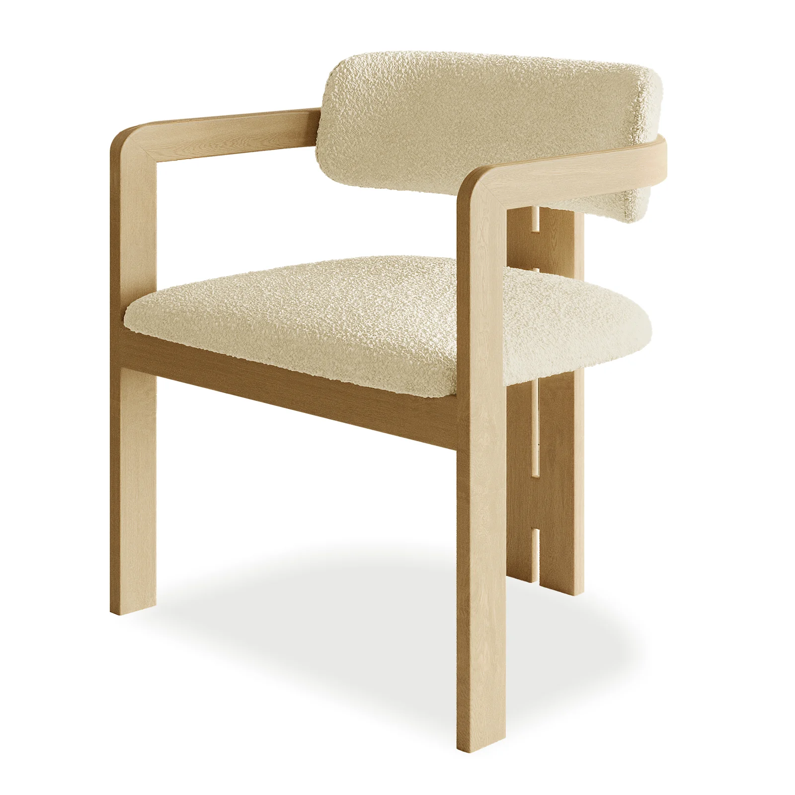 Maddi Boucle Hardwood Dining Chair in Beige