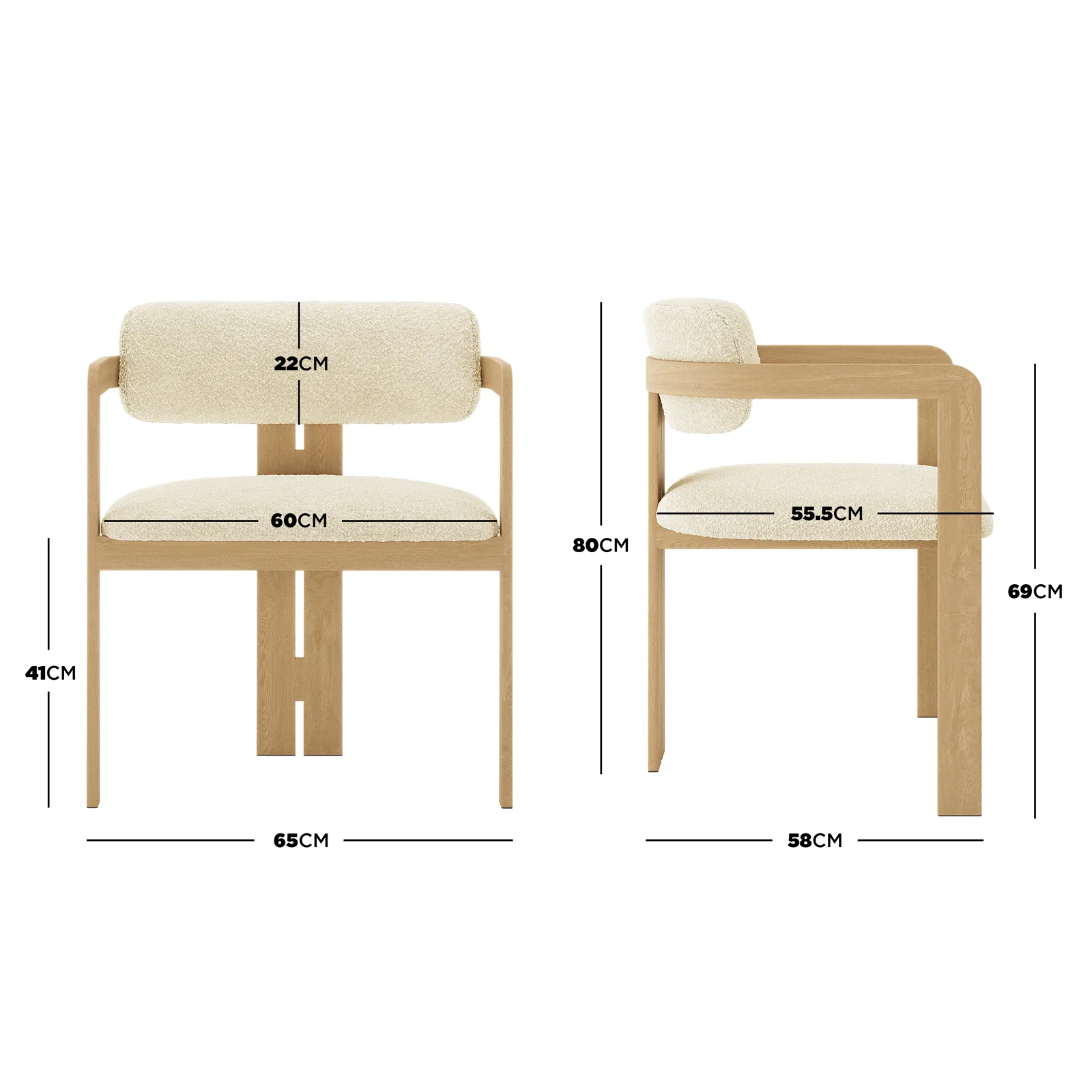 Maddi Boucle Hardwood Dining Chair in Beige - Image 10