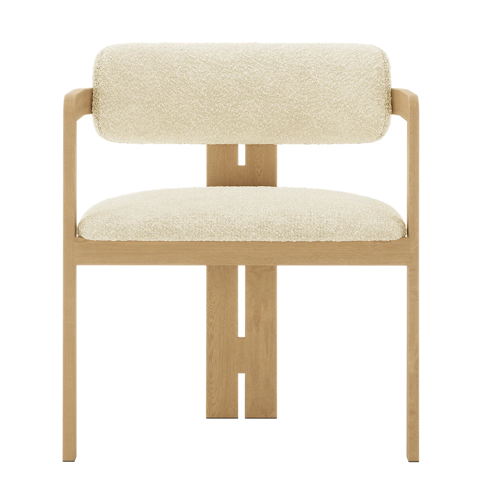 Maddi Boucle Hardwood Dining Chair in Beige - Image 3
