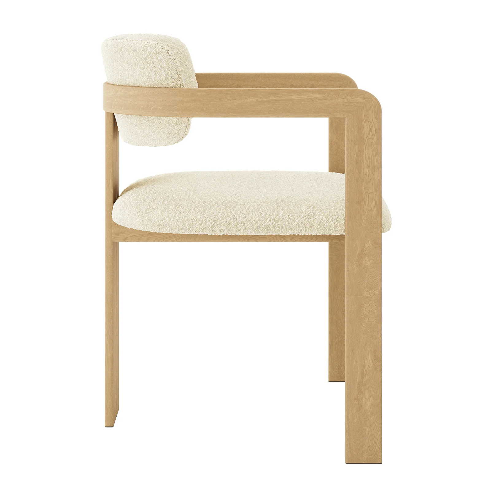 Maddi Boucle Hardwood Dining Chair in Beige - Image 4