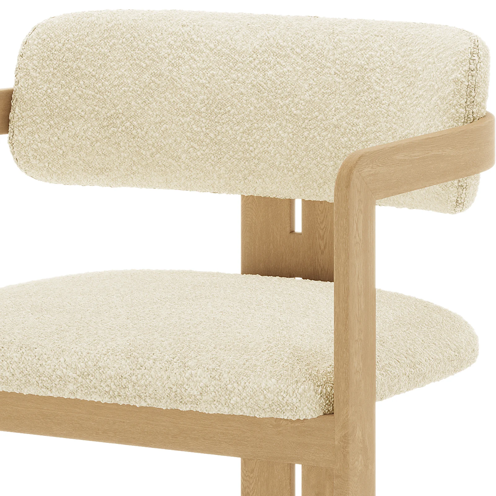 Maddi Boucle Hardwood Dining Chair in Beige - Image 6