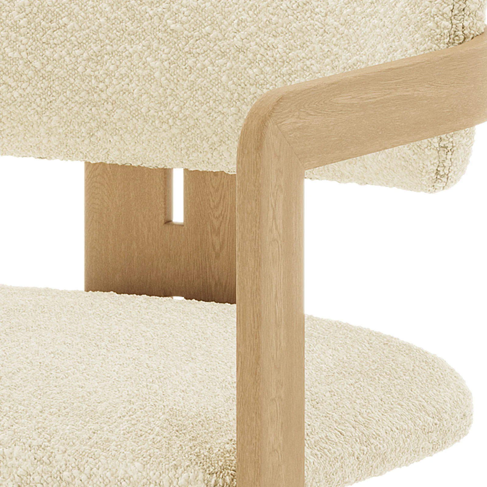 Maddi Boucle Hardwood Dining Chair in Beige - Image 8