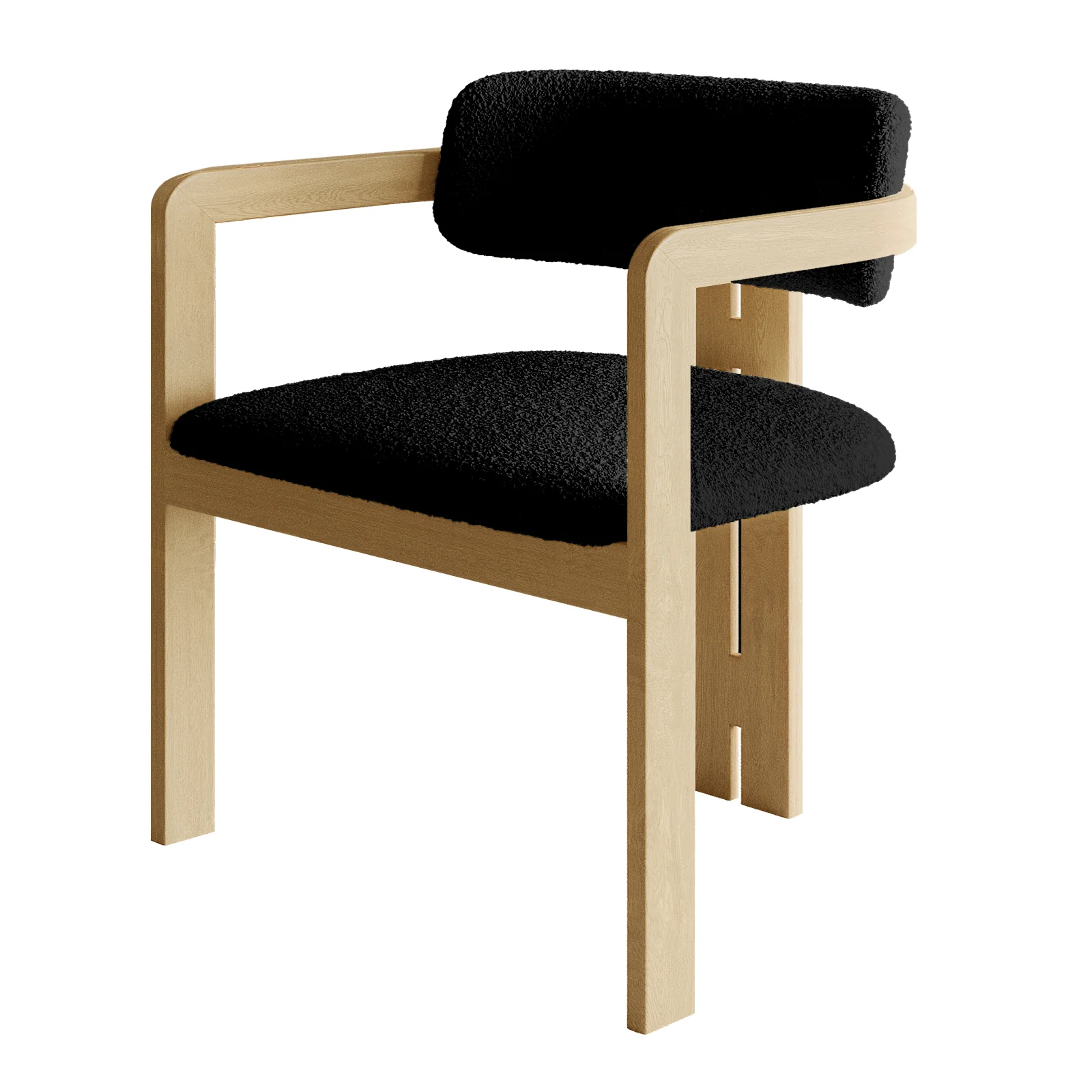Maddi Boucle Hardwood Dining Chair in Black