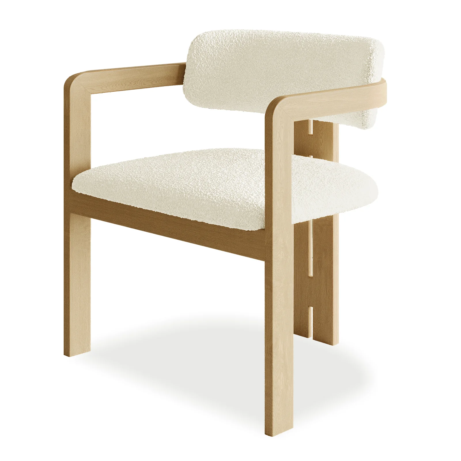 Maddi Boucle Hardwood Dining Chair in Cream White