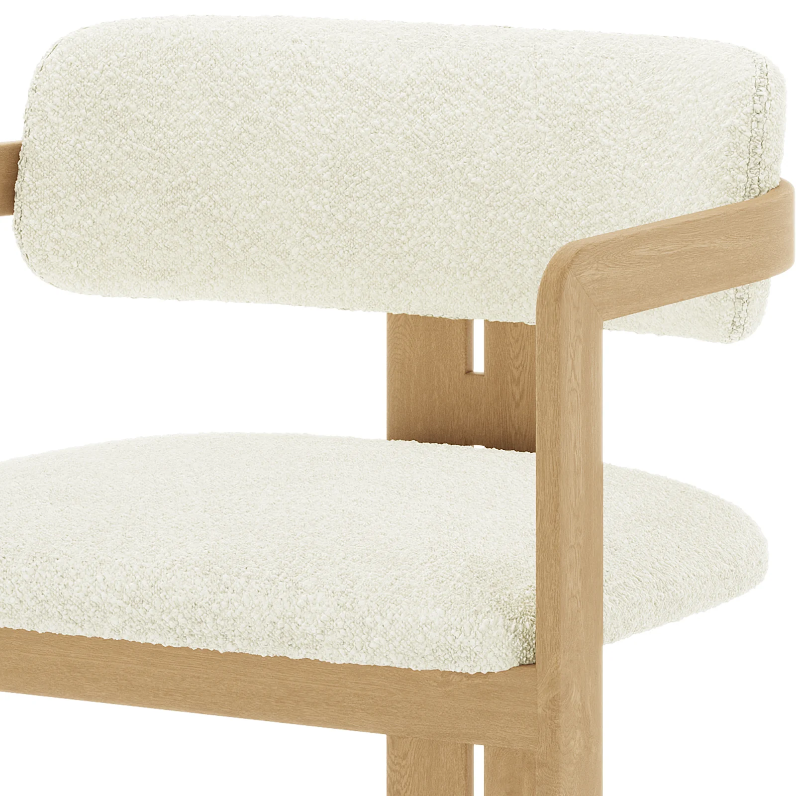 Maddi Boucle Hardwood Dining Chair in Cream White - Image 11
