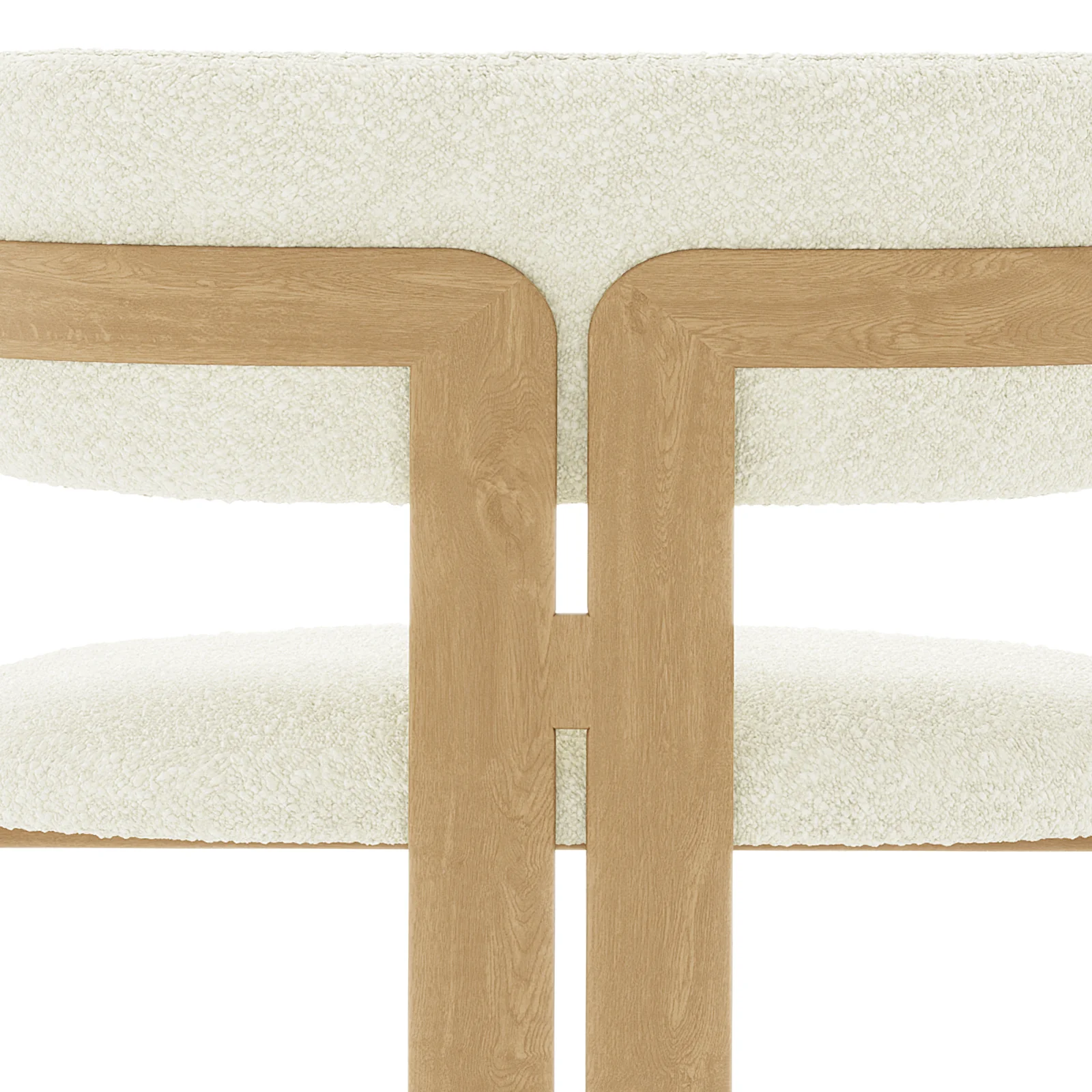 Maddi Boucle Hardwood Dining Chair in Cream White - Image 12