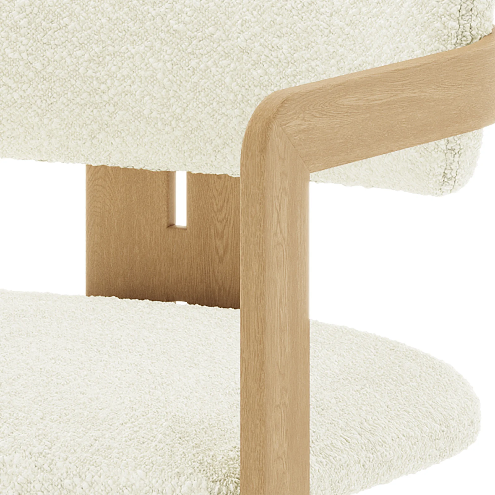 Maddi Boucle Hardwood Dining Chair in Cream White - Image 13
