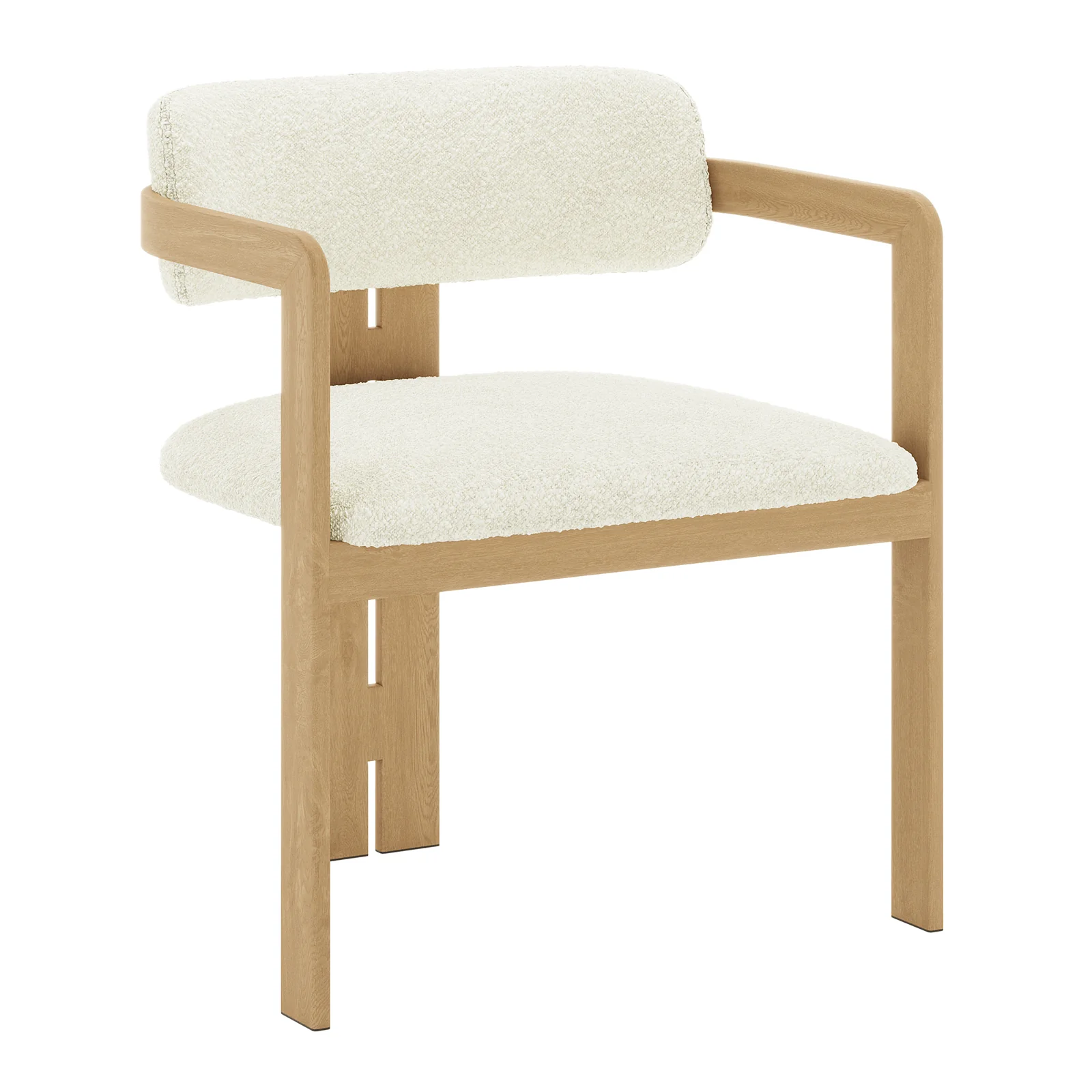 Maddi Boucle Hardwood Dining Chair in Cream White - Image 8