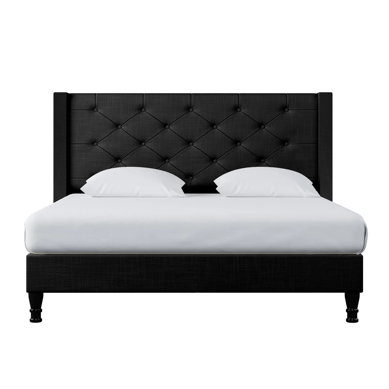 Maggie Queen Winged Fabric Bed Frame in Black - Image 5