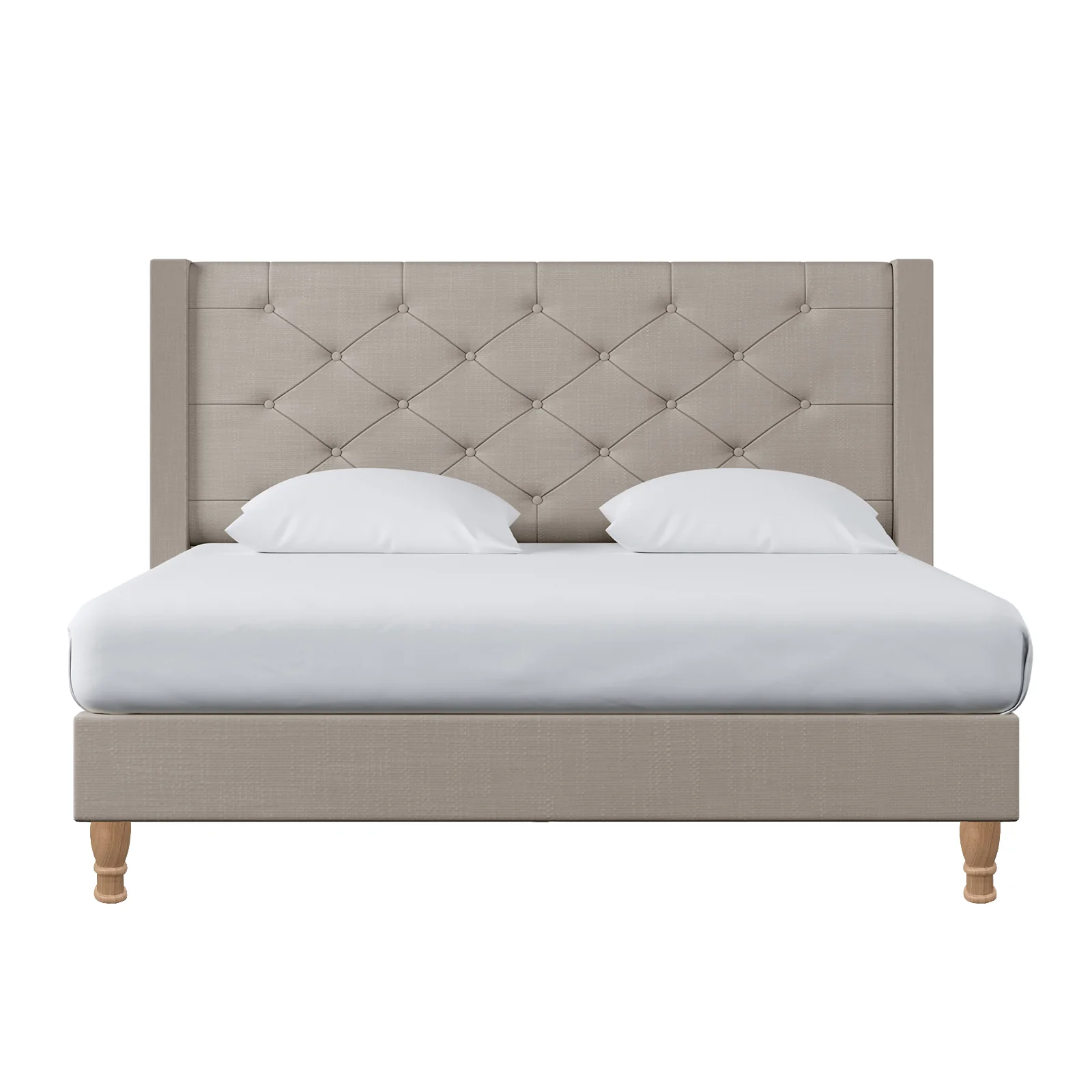 Maggie Queen Winged Fabric Bed Frame in Warm Grey - Image 5