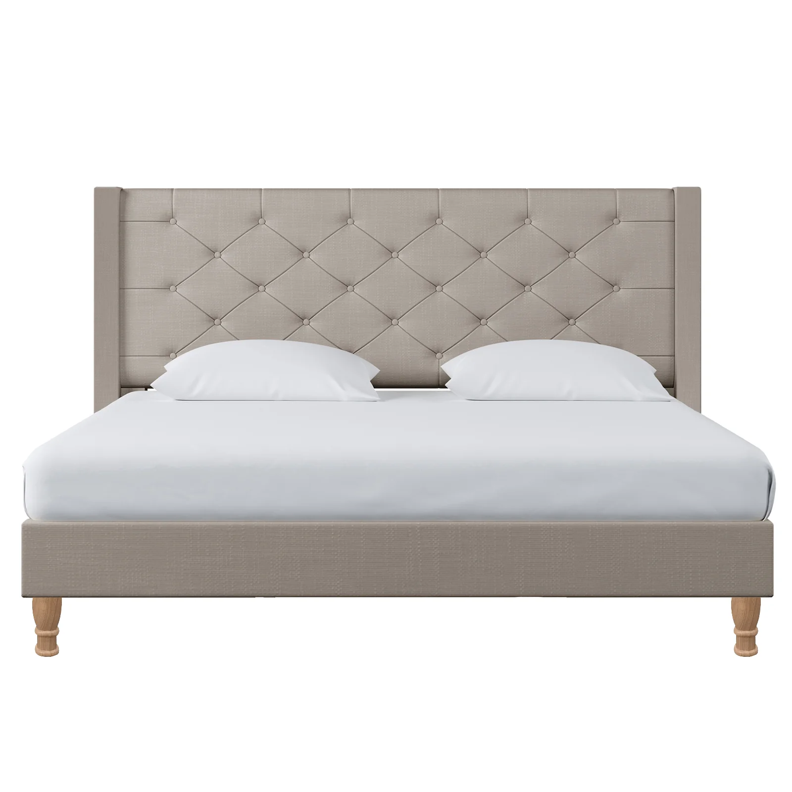 Maggie King Winged Fabric Bed Frame – Warm Grey - Image 4