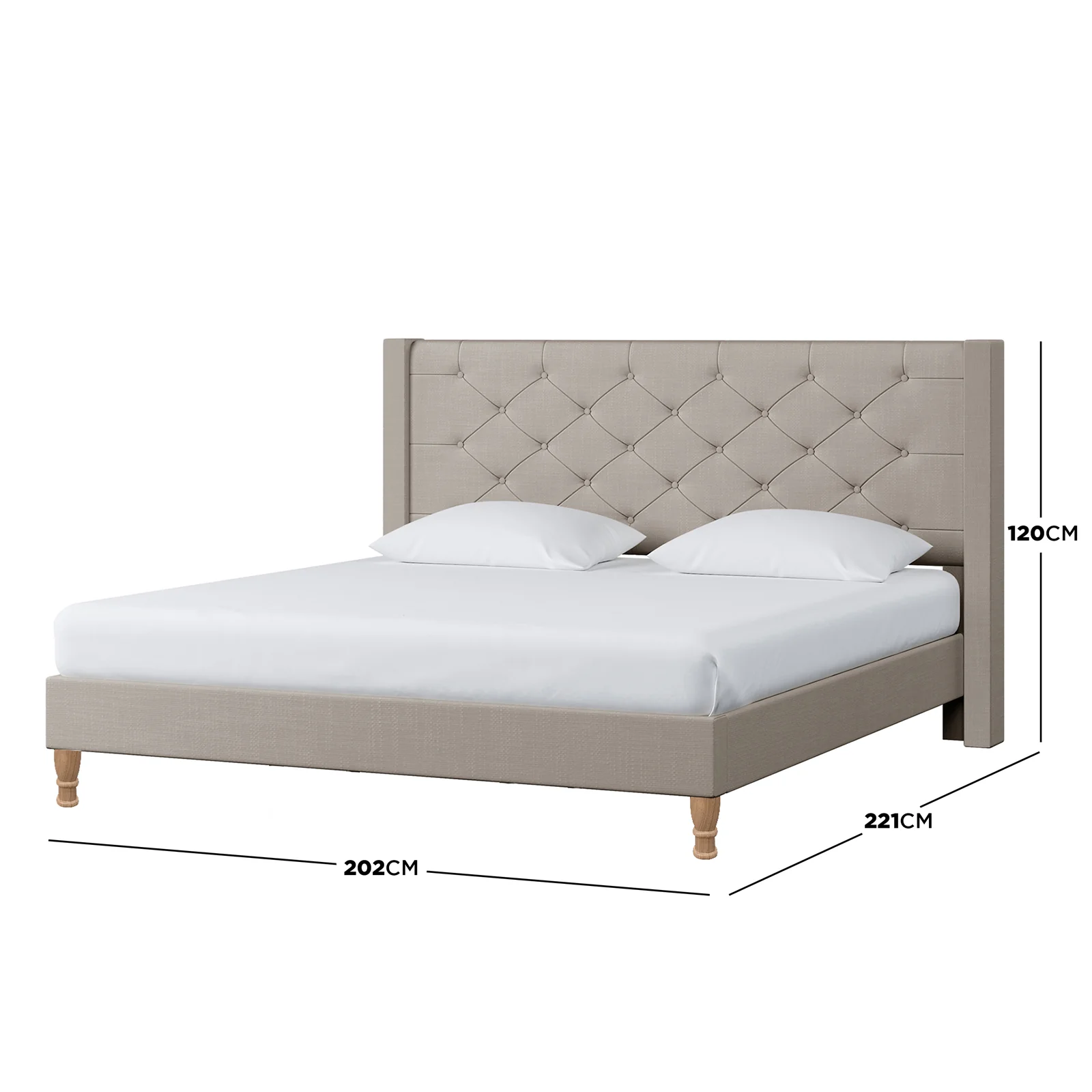 Maggie King Winged Fabric Bed Frame – Warm Grey - Image 6