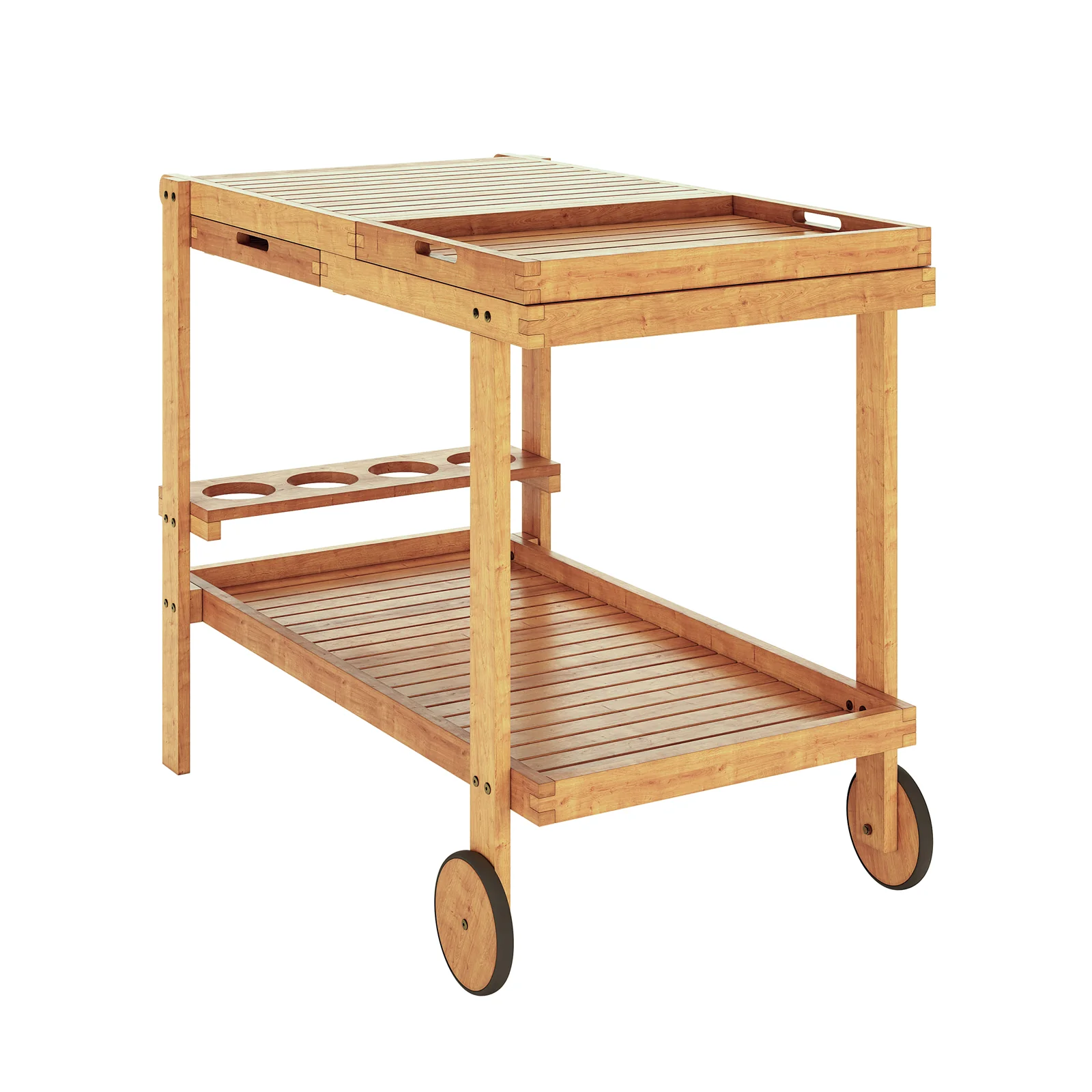 Maiden Solid Wood Outdoor Kitchen Trolley Cart in Natural - Image 5