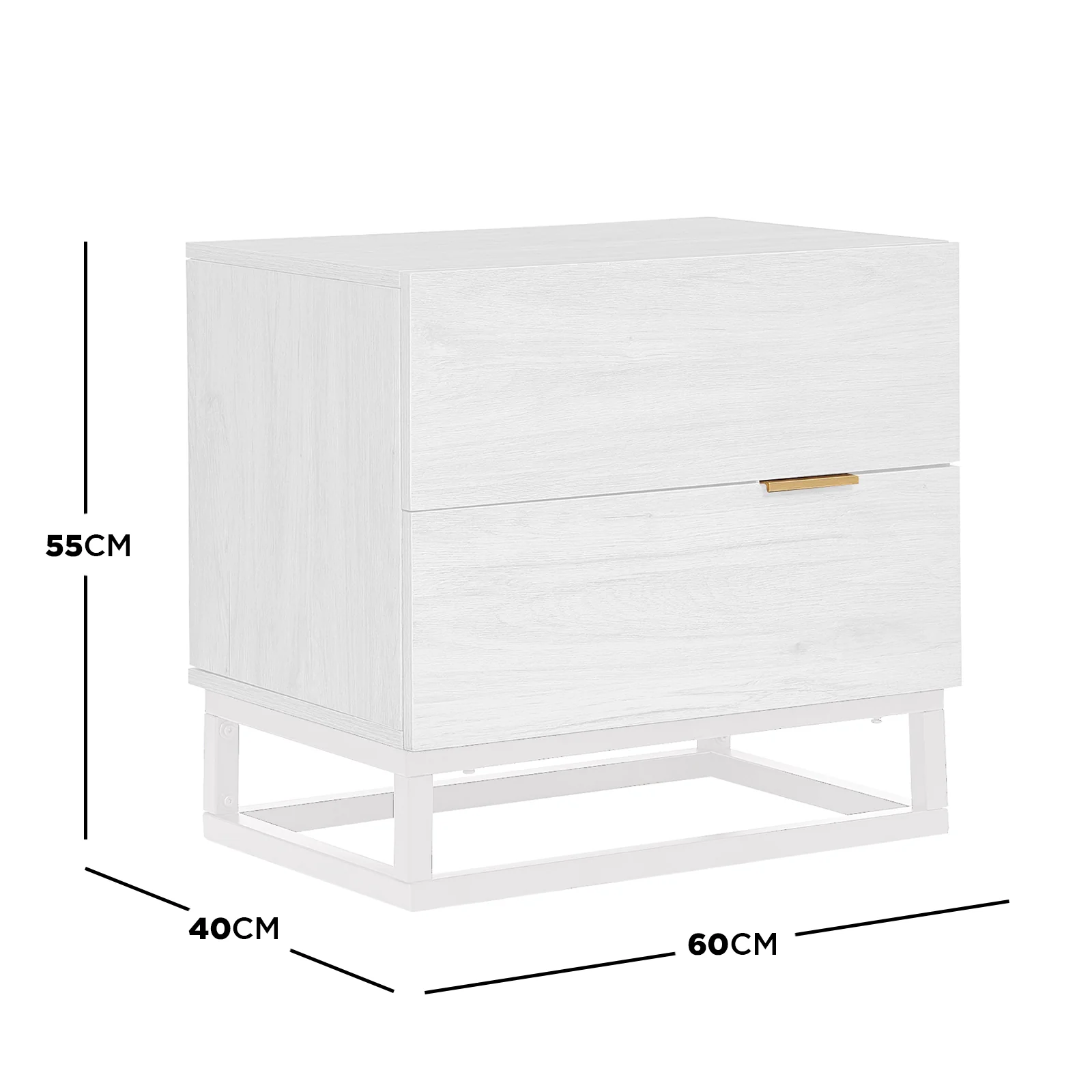 Manuel 2 Drawer Bedside Table in White - Image 3