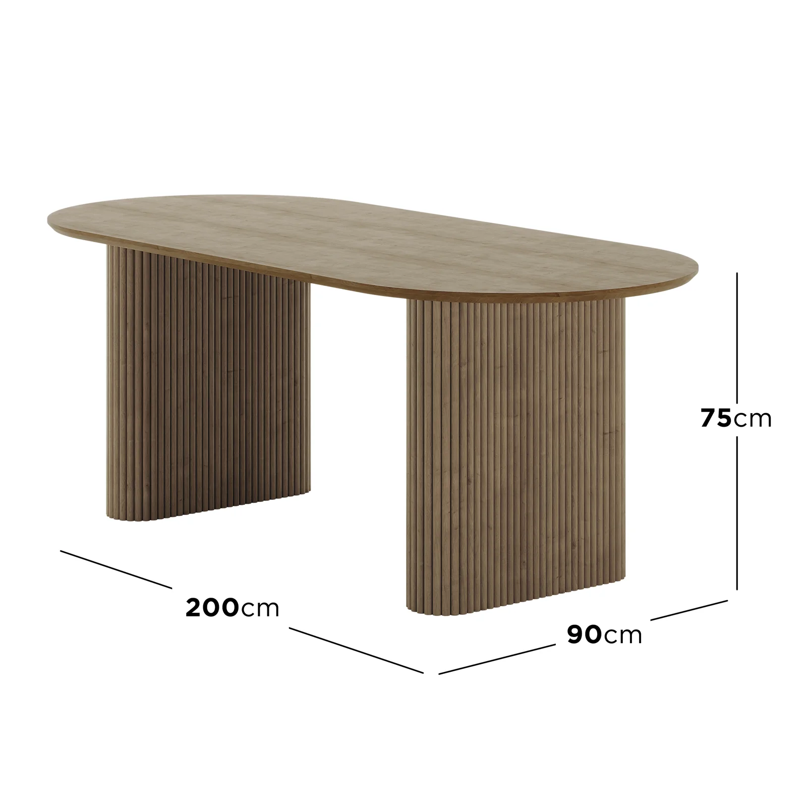 Marciana 6 Seater Fluted Pillar Dining Table in Natural - Image 3