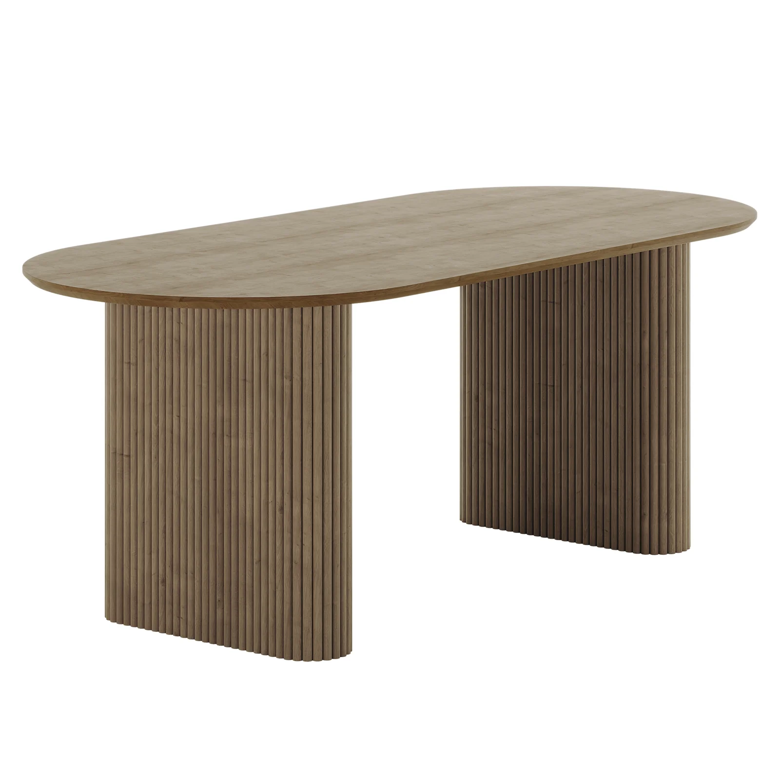 Marciana 6 Seater Fluted Pillar Dining Table in Natural - Image 4
