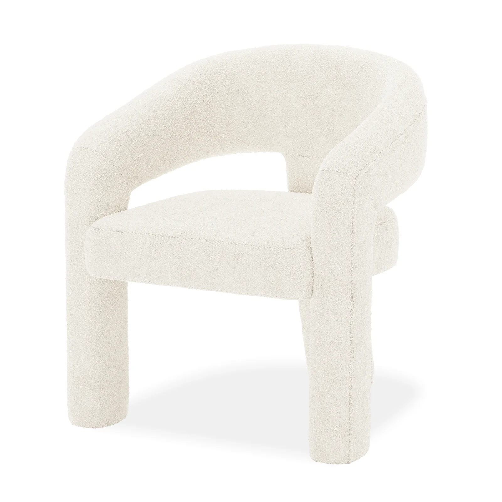 Mariah 3 Legged Boucle Accent Chair in Cream White