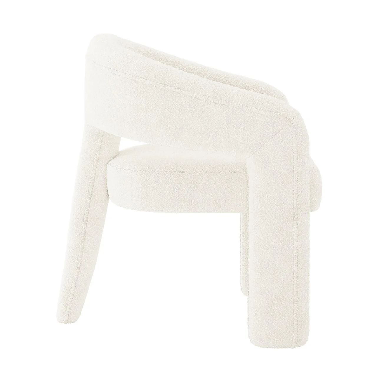 Mariah 3 Legged Boucle Accent Chair in Cream White - Image 6