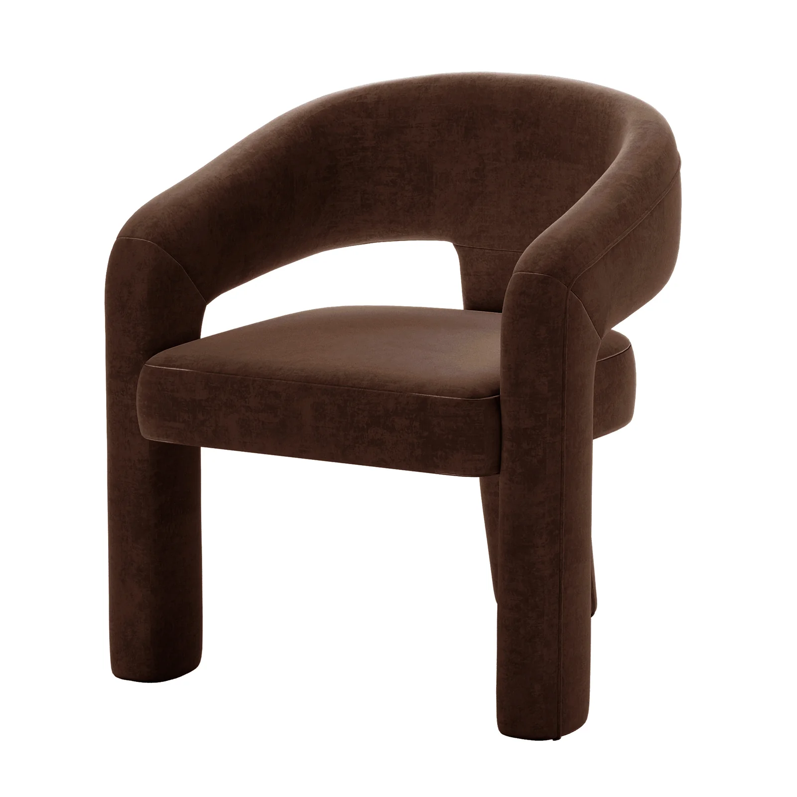 Mariah 3 Legged Velvet Accent Chair in Mocha Brown