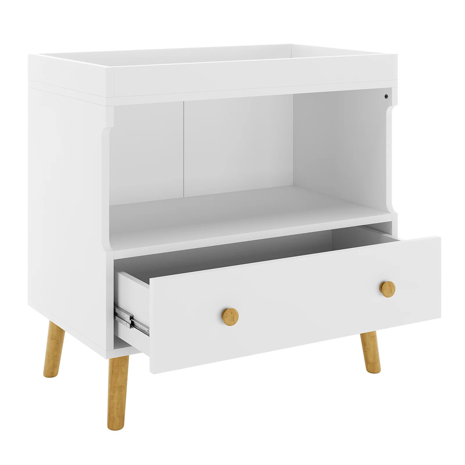 Mariella Solid Pine Baby Change Table with Storage in White - Image 6