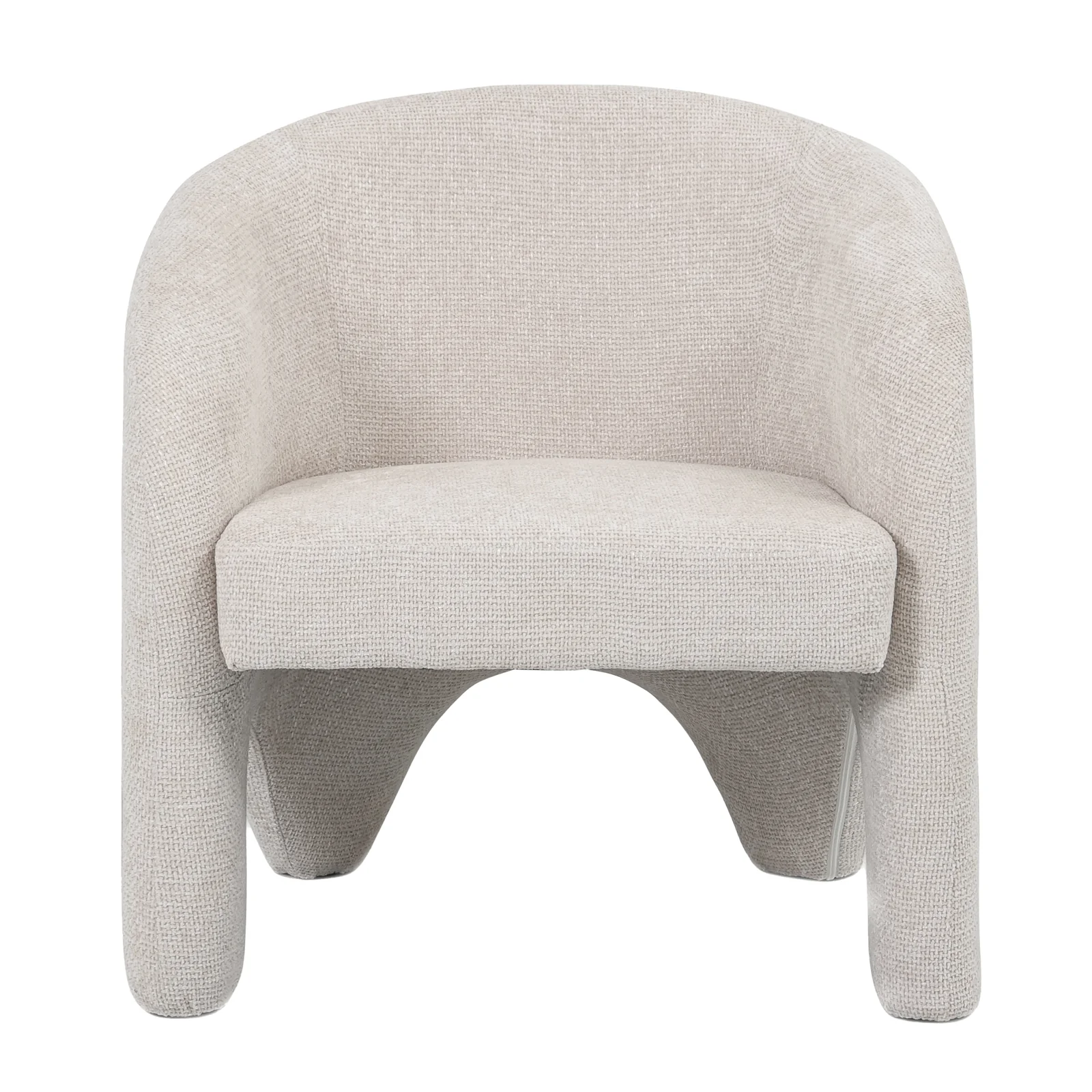 Marlona Curved Linen Chenille Accent Chair in Beige - Image 4