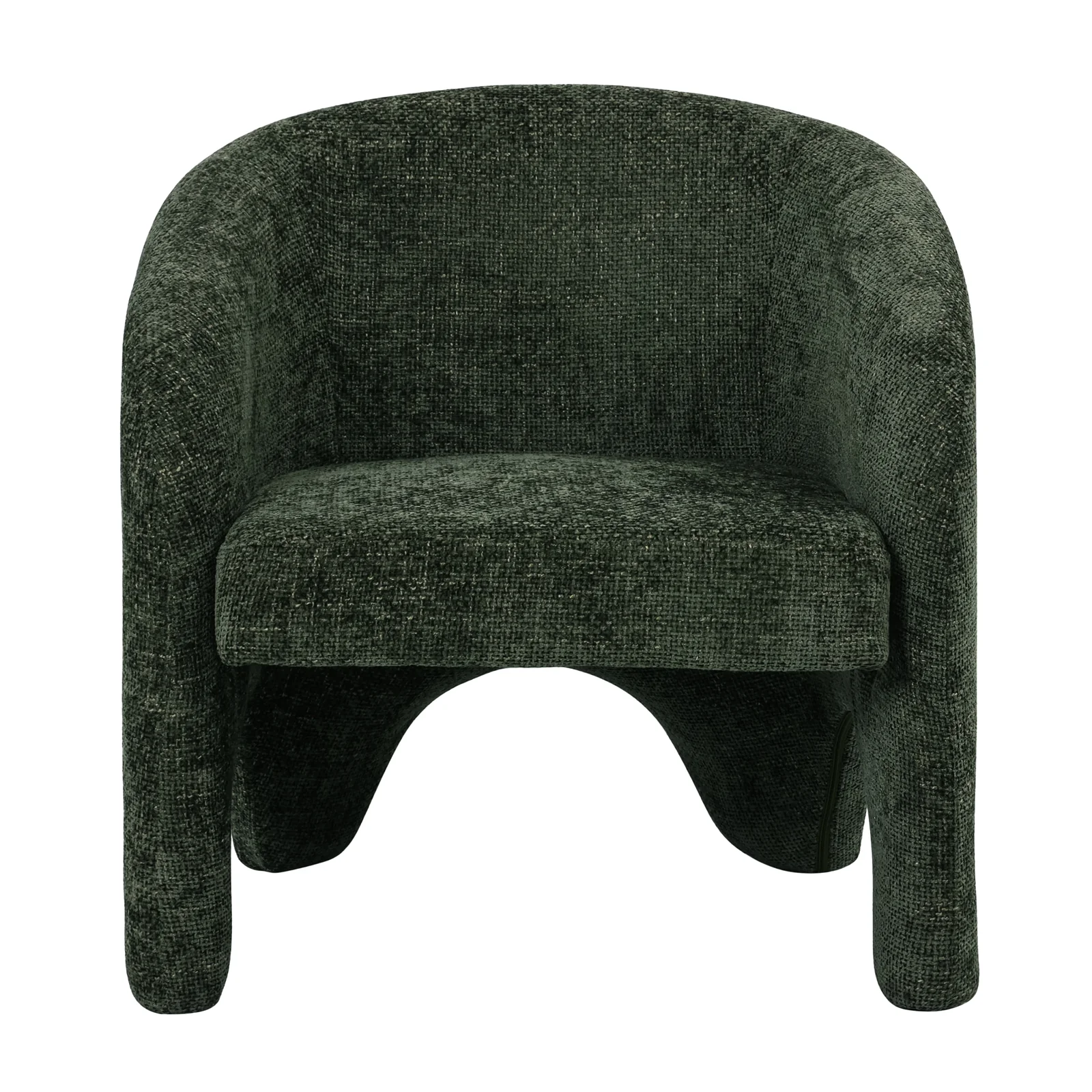 Marlona Curved Linen Chenille Accent Chair in Olive - Image 4