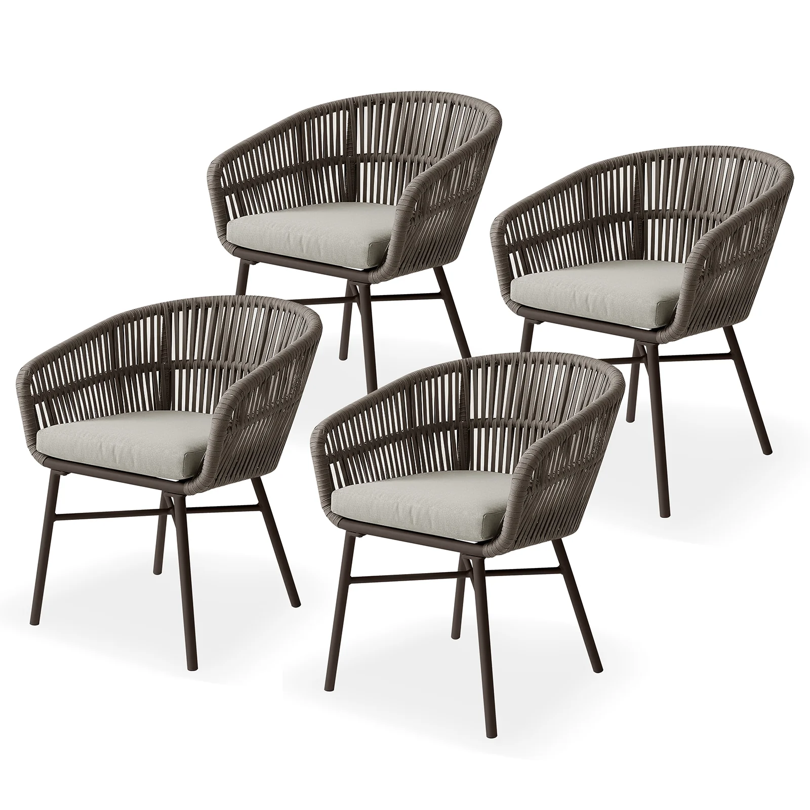 Marula Rope Outdoor Dining Chairs in Brown Set of 4