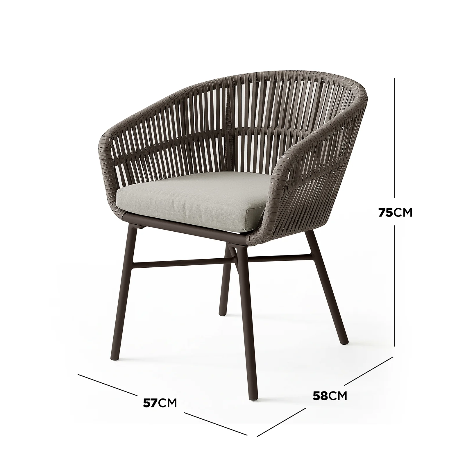 Marula Rope Outdoor Dining Chairs in Brown Set of 4 - Image 4