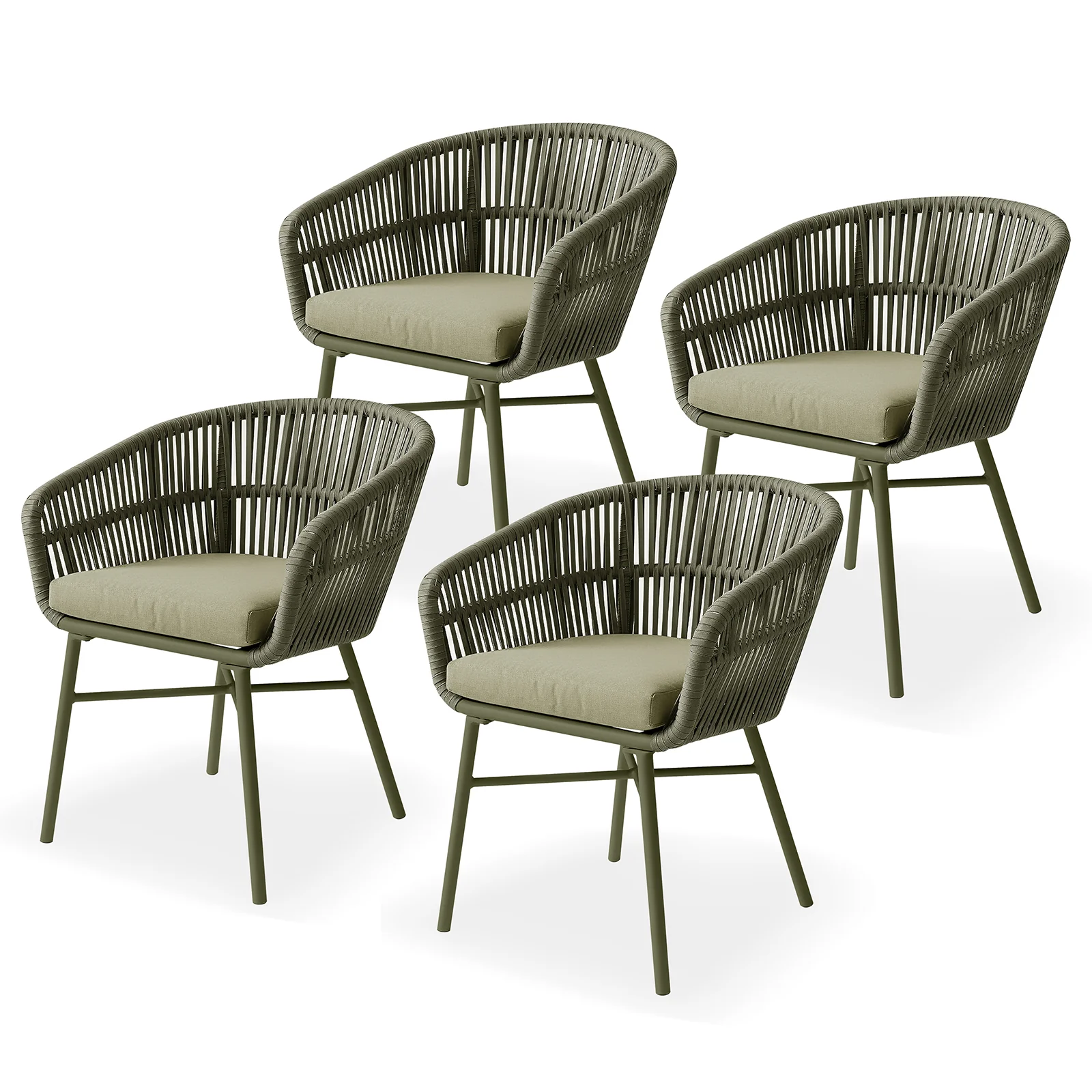 Marula Rope Outdoor Dining Chairs in Green Set of 4