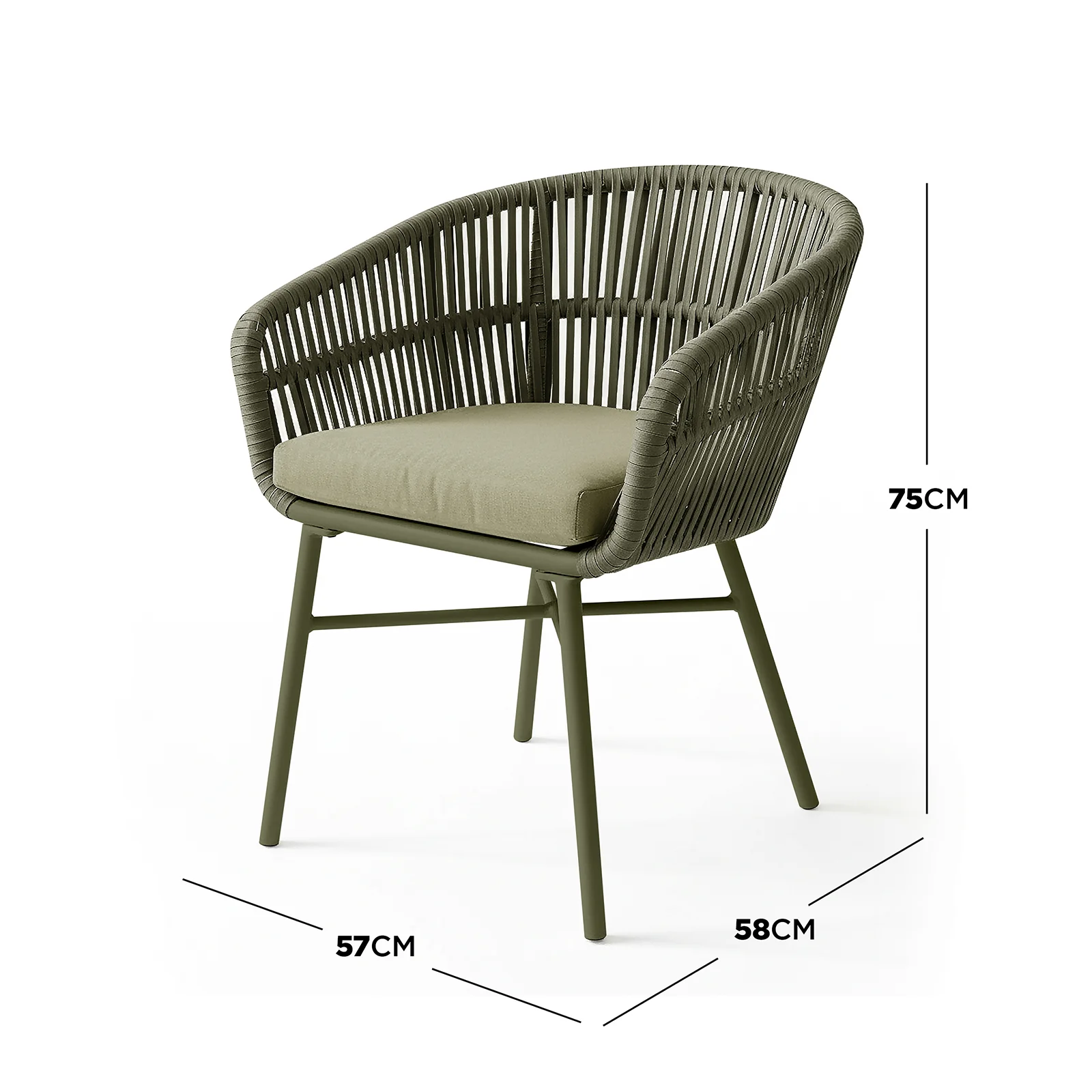 Marula Rope Outdoor Dining Chairs in Green Set of 4 - Image 4
