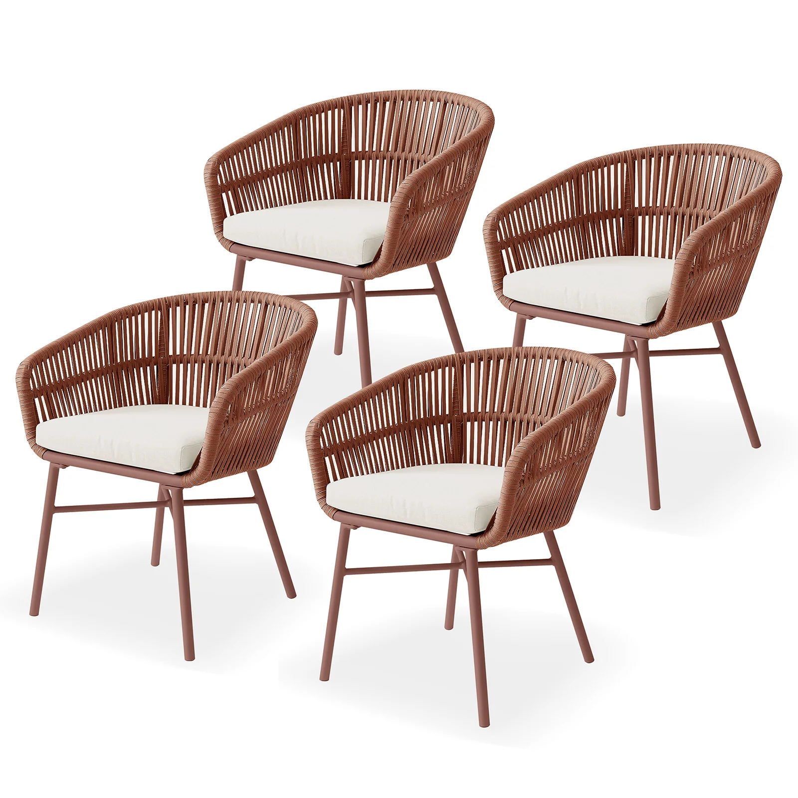 Marula Rope Outdoor Dining Chairs in Terracotta Set of 4