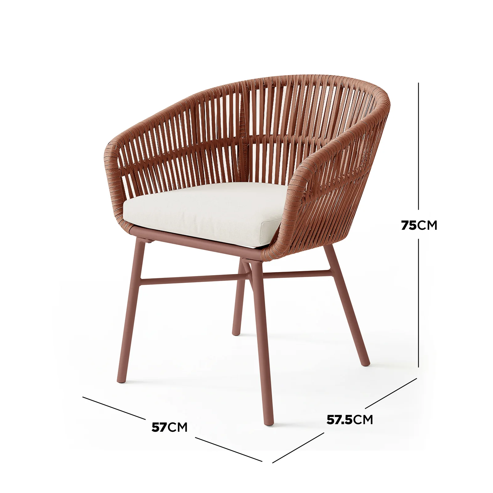 Marula Rope Outdoor Dining Chairs in Terracotta Set of 4 - Image 4