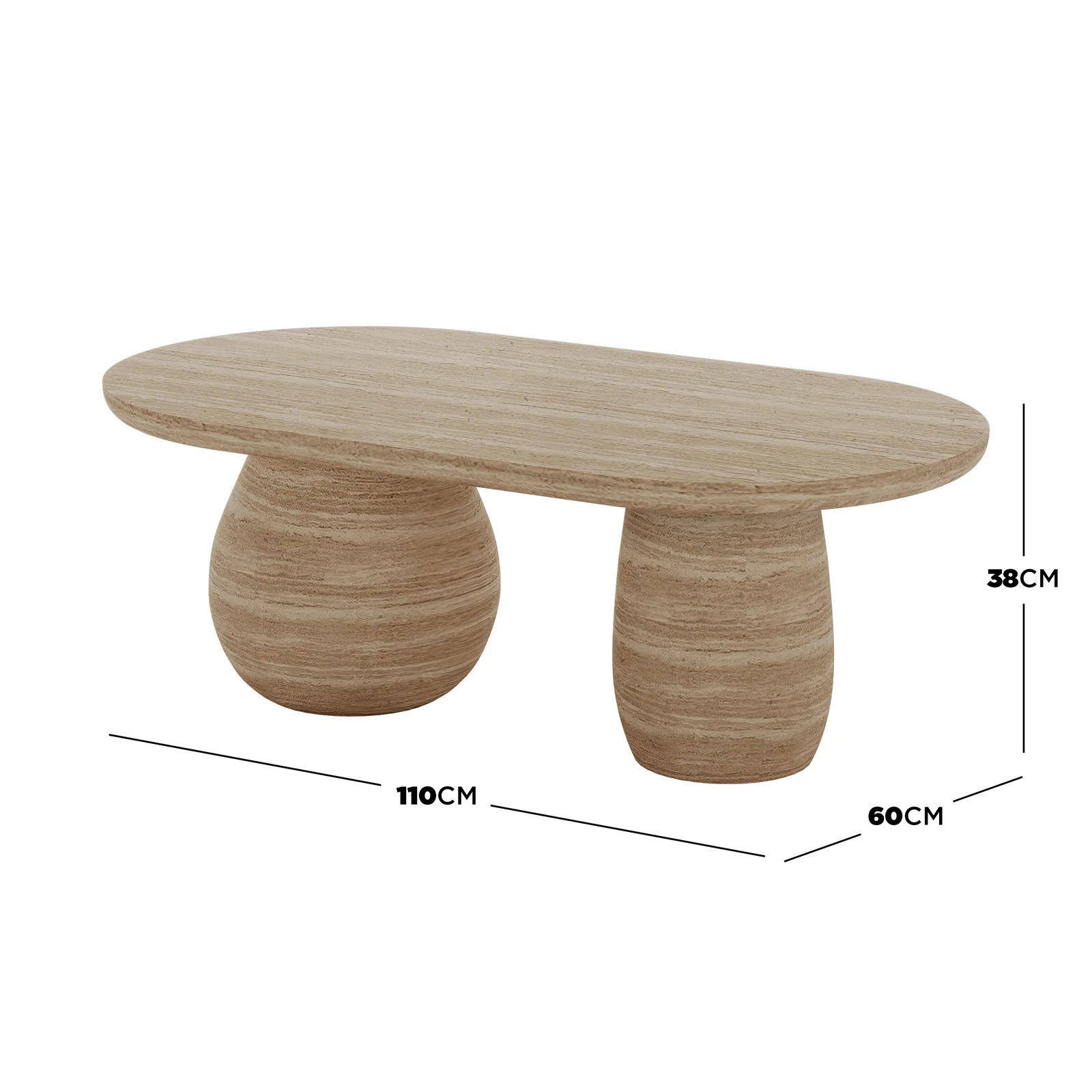 Mason 100cm Pillar Concrete Coffee Table in Beige - Image 5