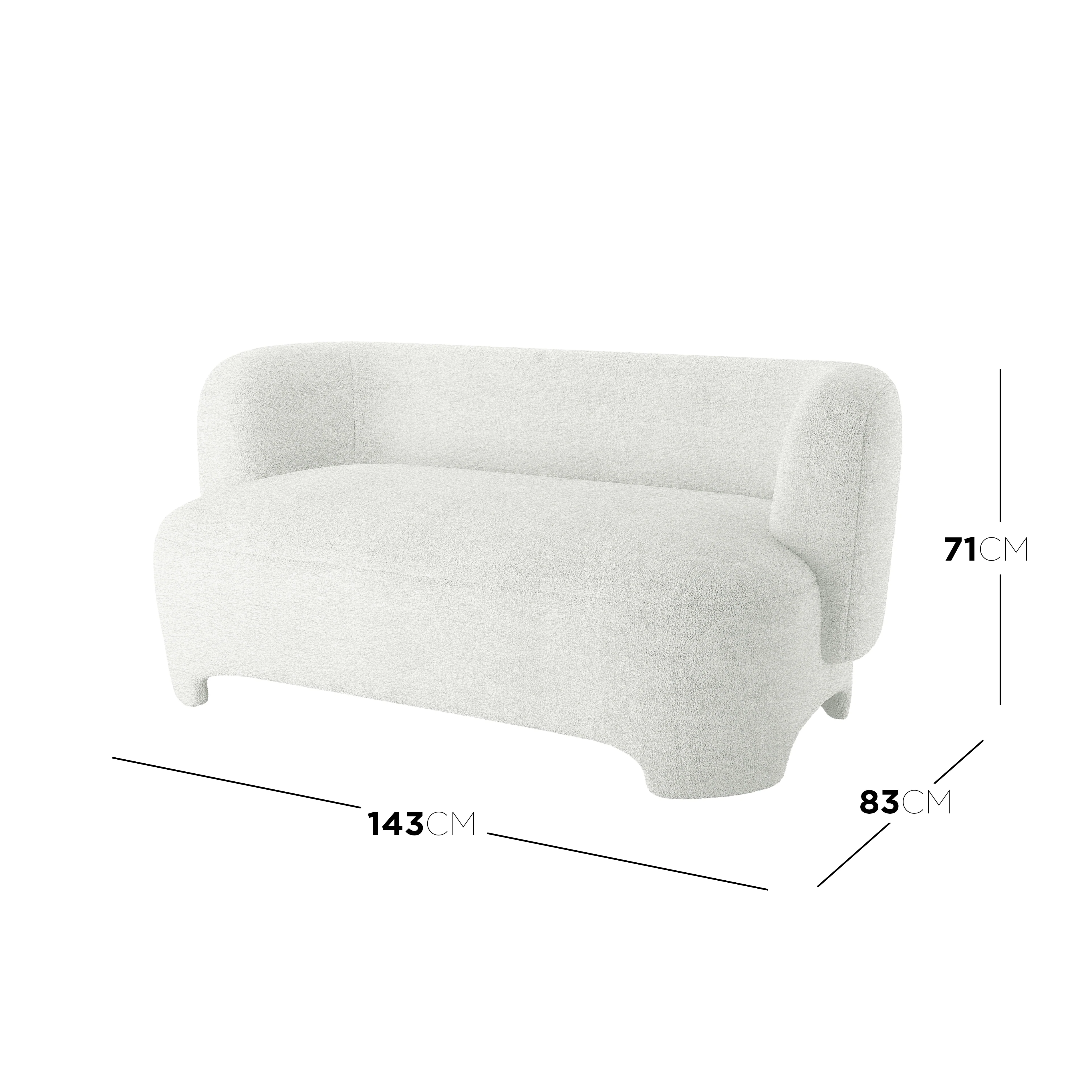 Massie 2 Seater Boucle Sofa in Cream White - Image 3