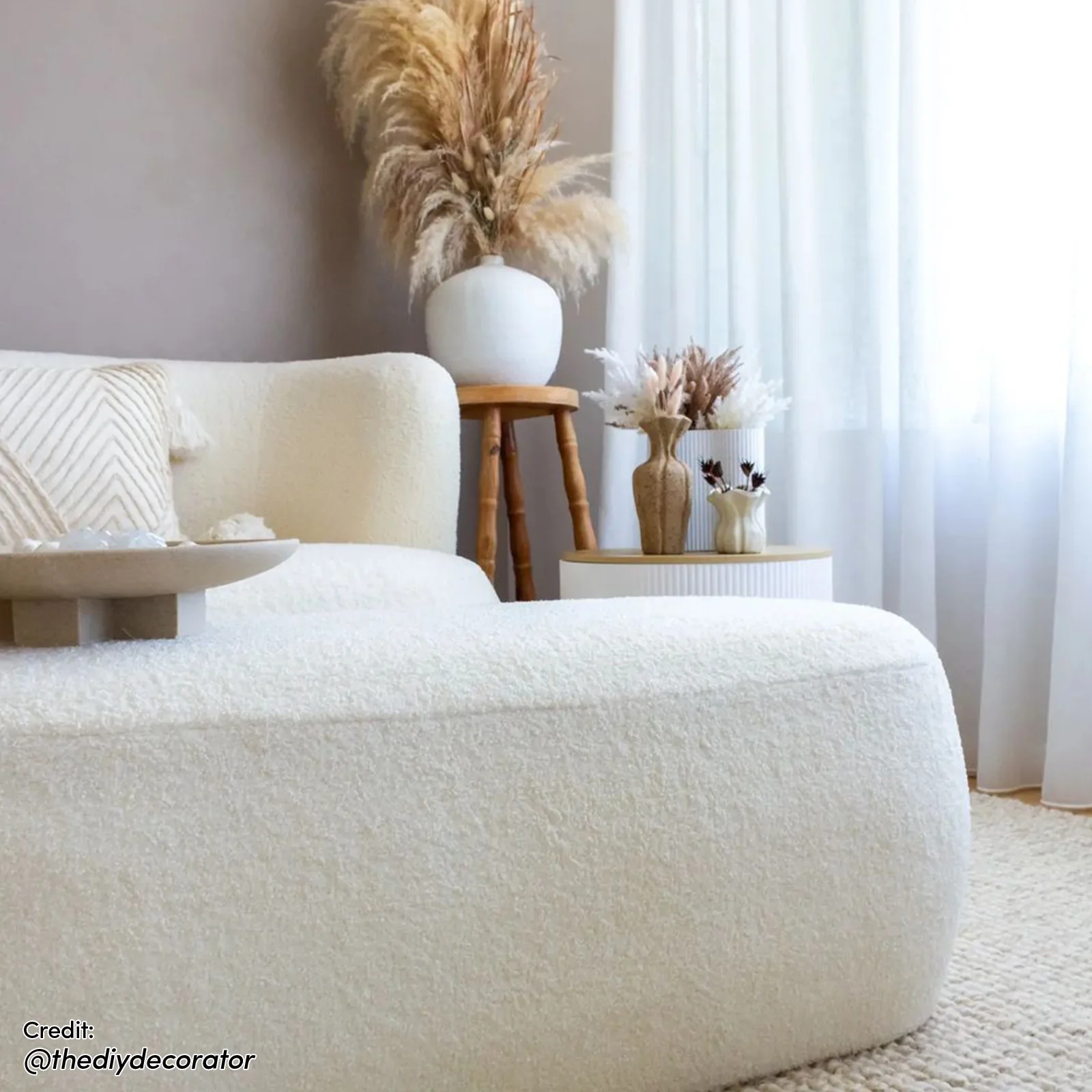 Massie 2 Seater Boucle Sofa in Cream White - Image 5