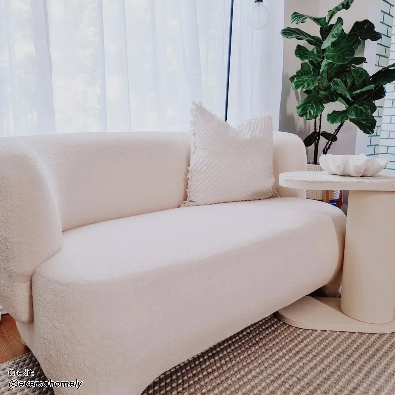 Massie 2 Seater Boucle Sofa in Cream White - Image 9