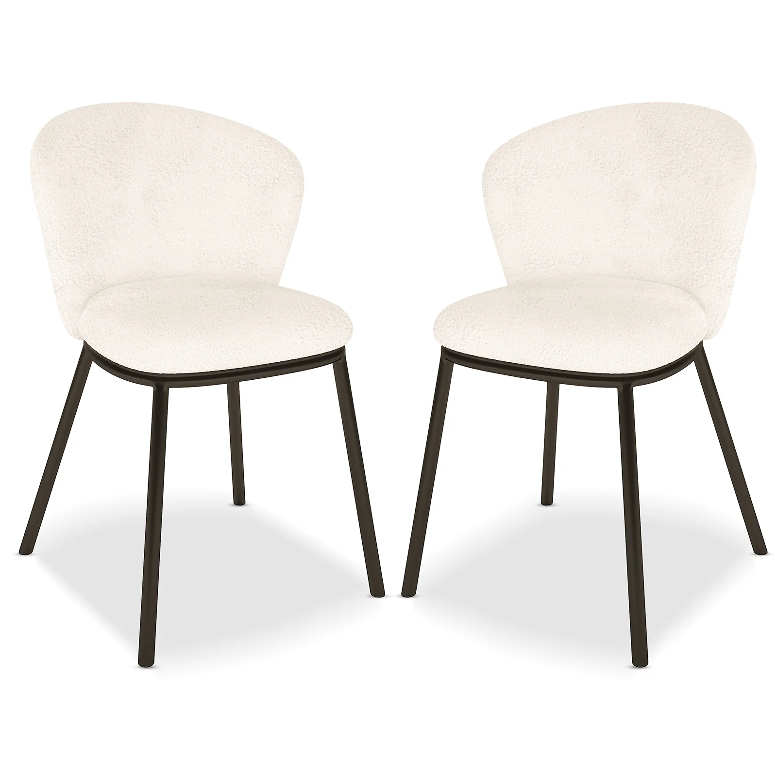 Maveri Boucle Dining Chair Set of 2 in Cream White