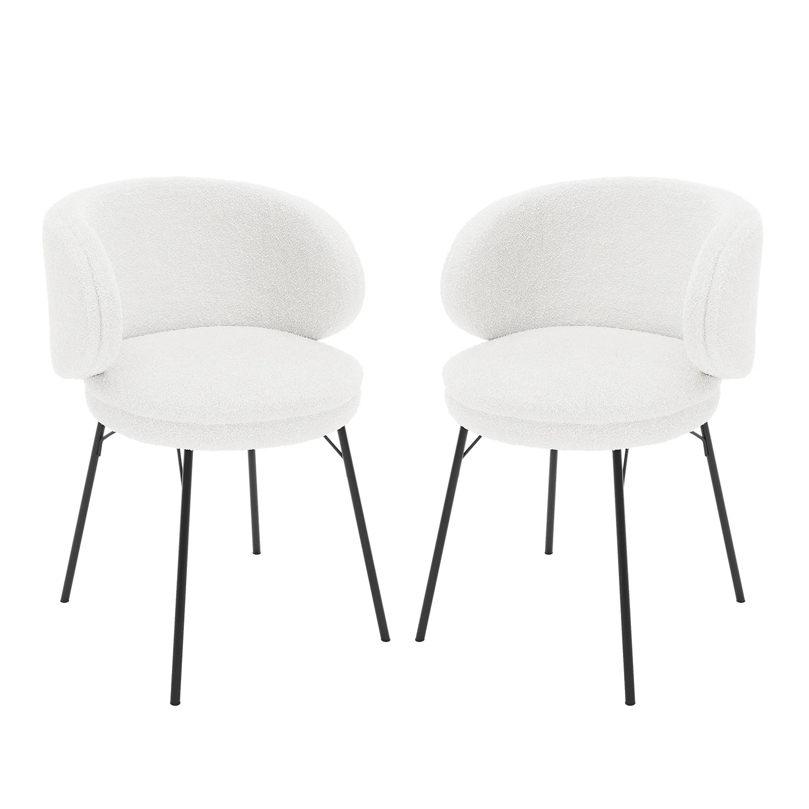 Meily Boucle Dining Chair Set of 2 in Cream White