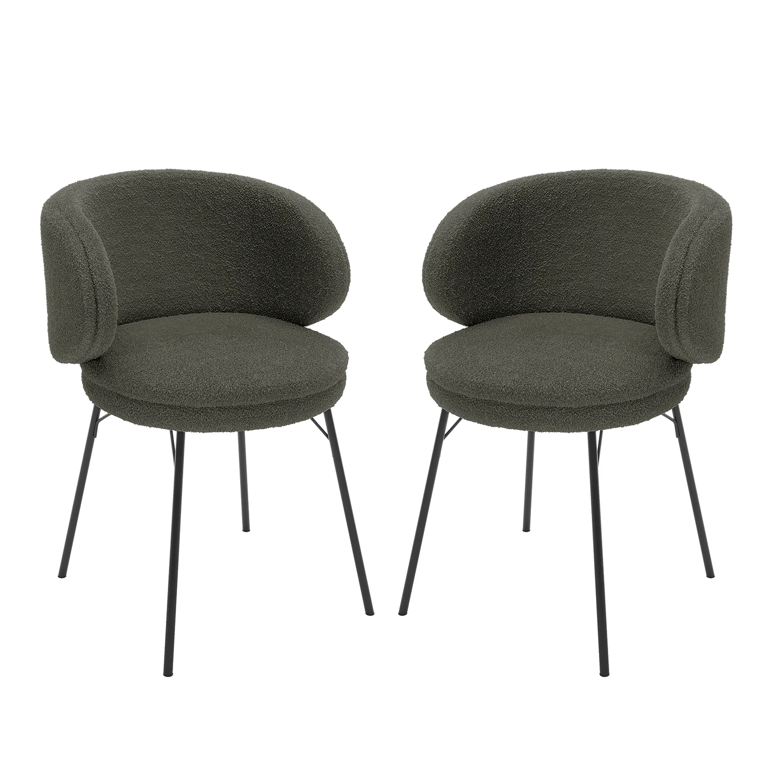 Meily Boucle Dining Chair Set of 2 in Green