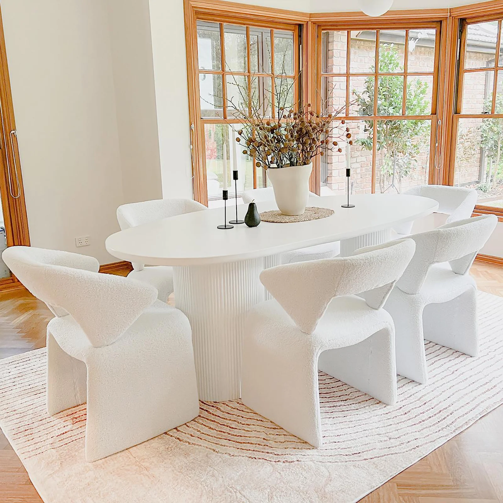 Merla Boucle High Back Occasional Chair in Cream White - Image 5