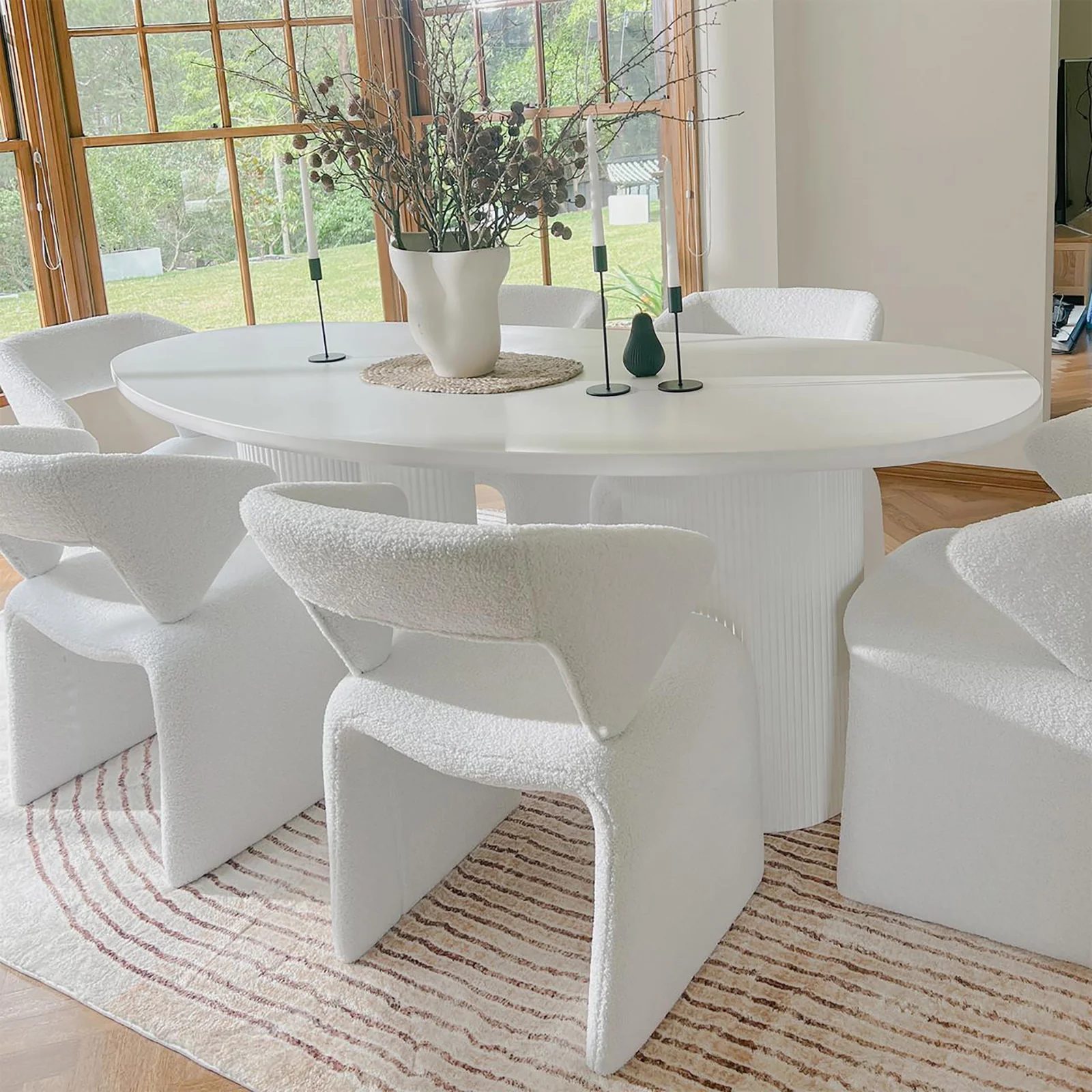 Merla Boucle High Back Occasional Chair in Cream White - Image 6
