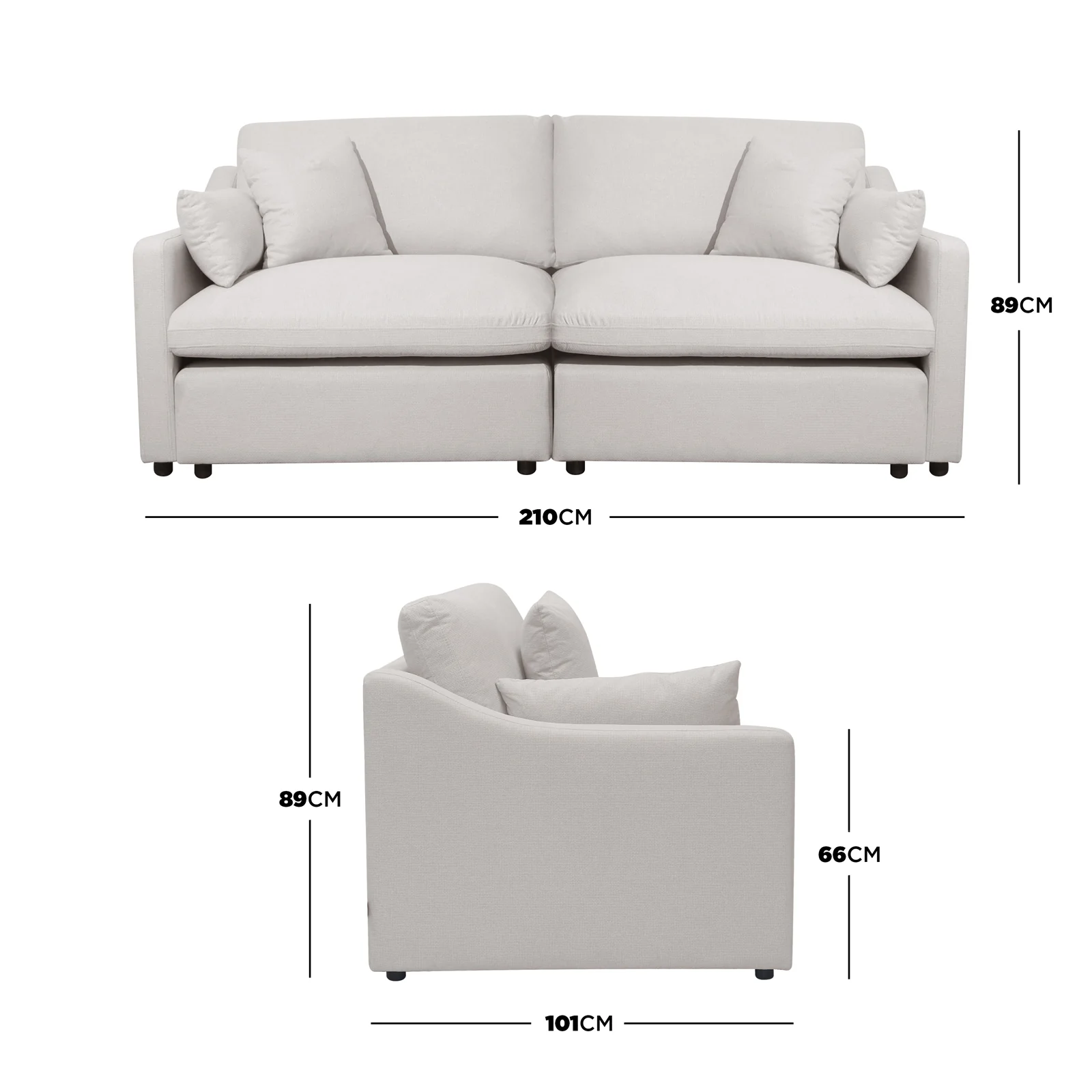 Millie 3 Seater Modular CleanGuard Fabric Sofa in Light Grey - Image 3