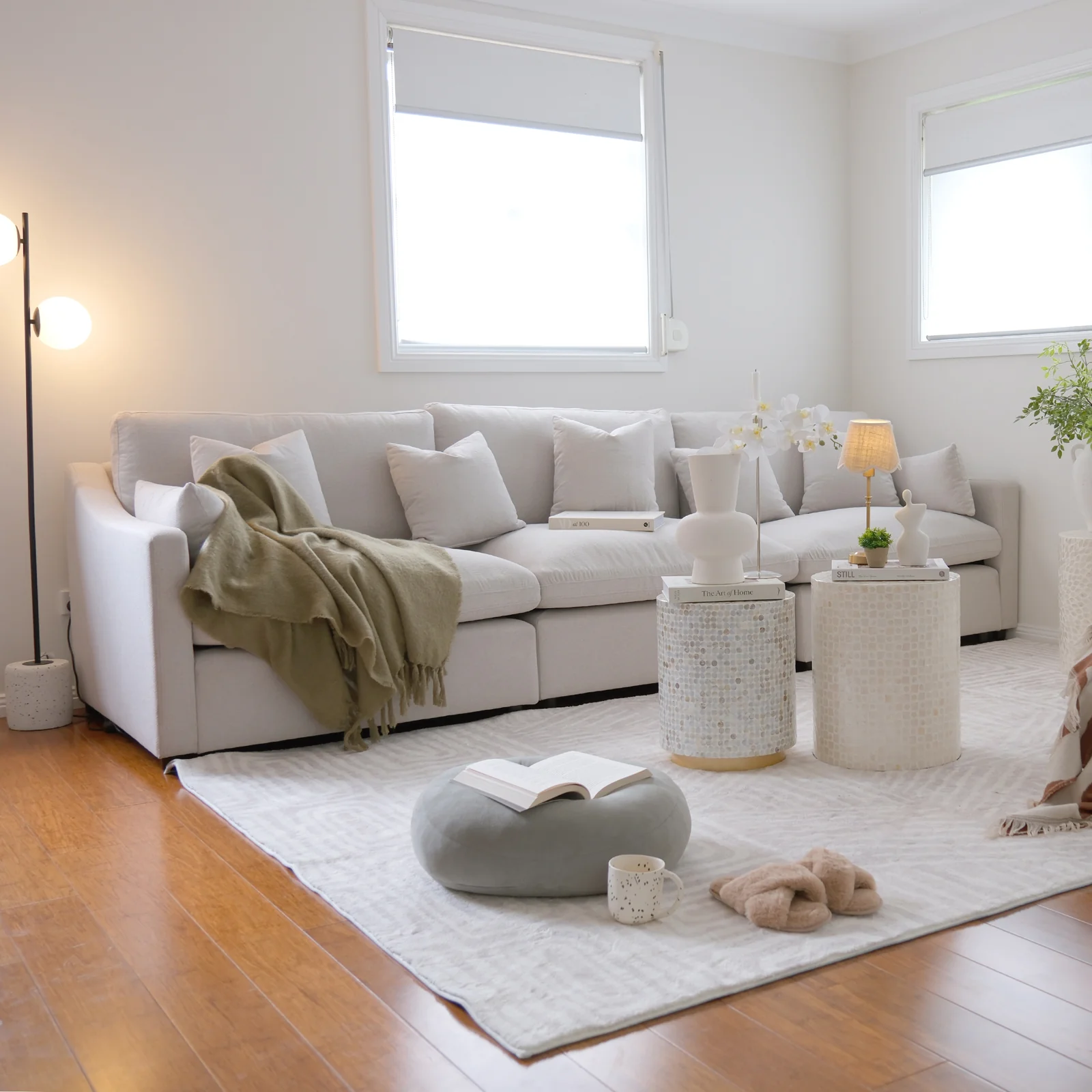 Millie 4 Seater Spill Resistant Fabric Sofa in Light Grey - Image 2