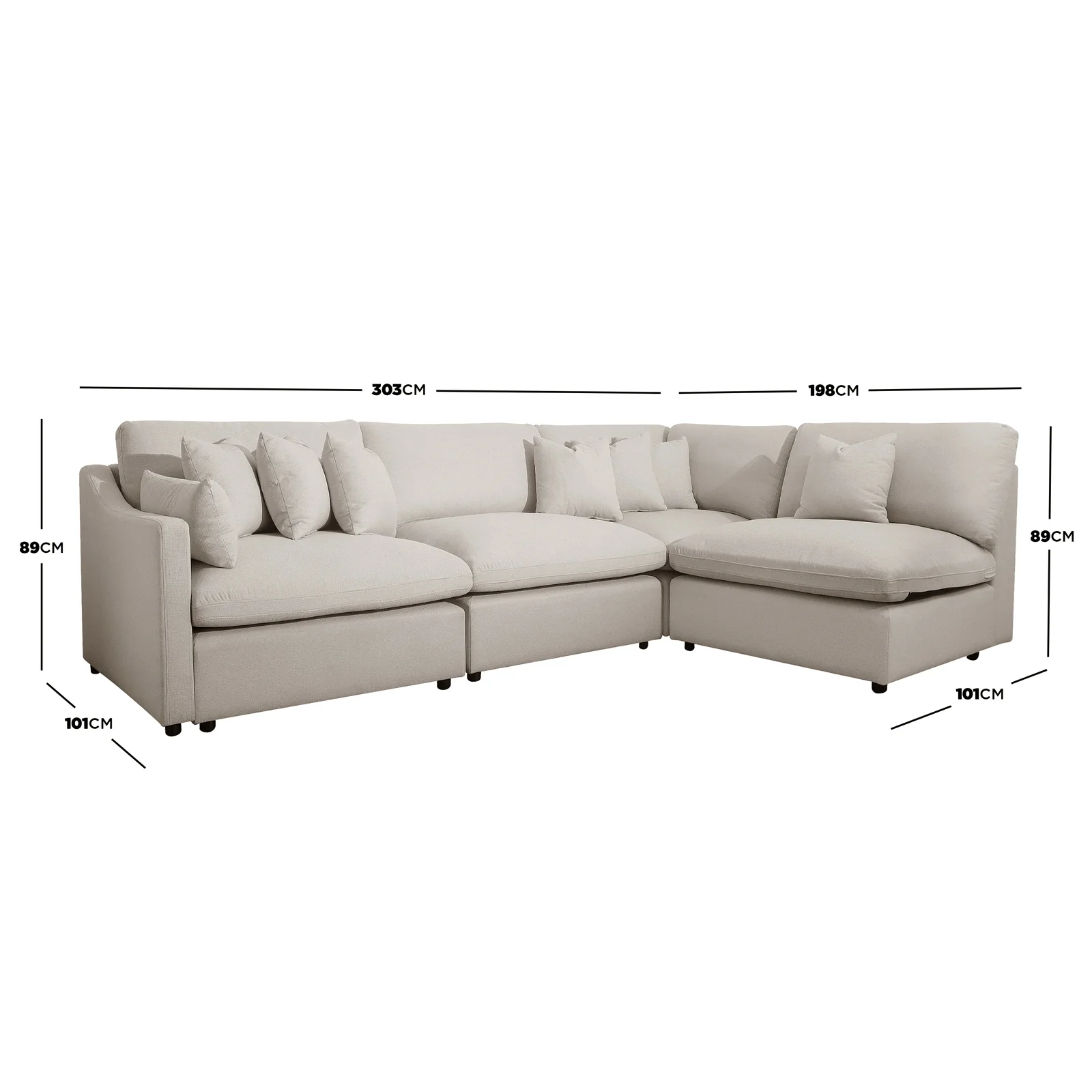 Millie 5 Seater Spill-Resistant Modular Sofa in Light Beige - Image 3