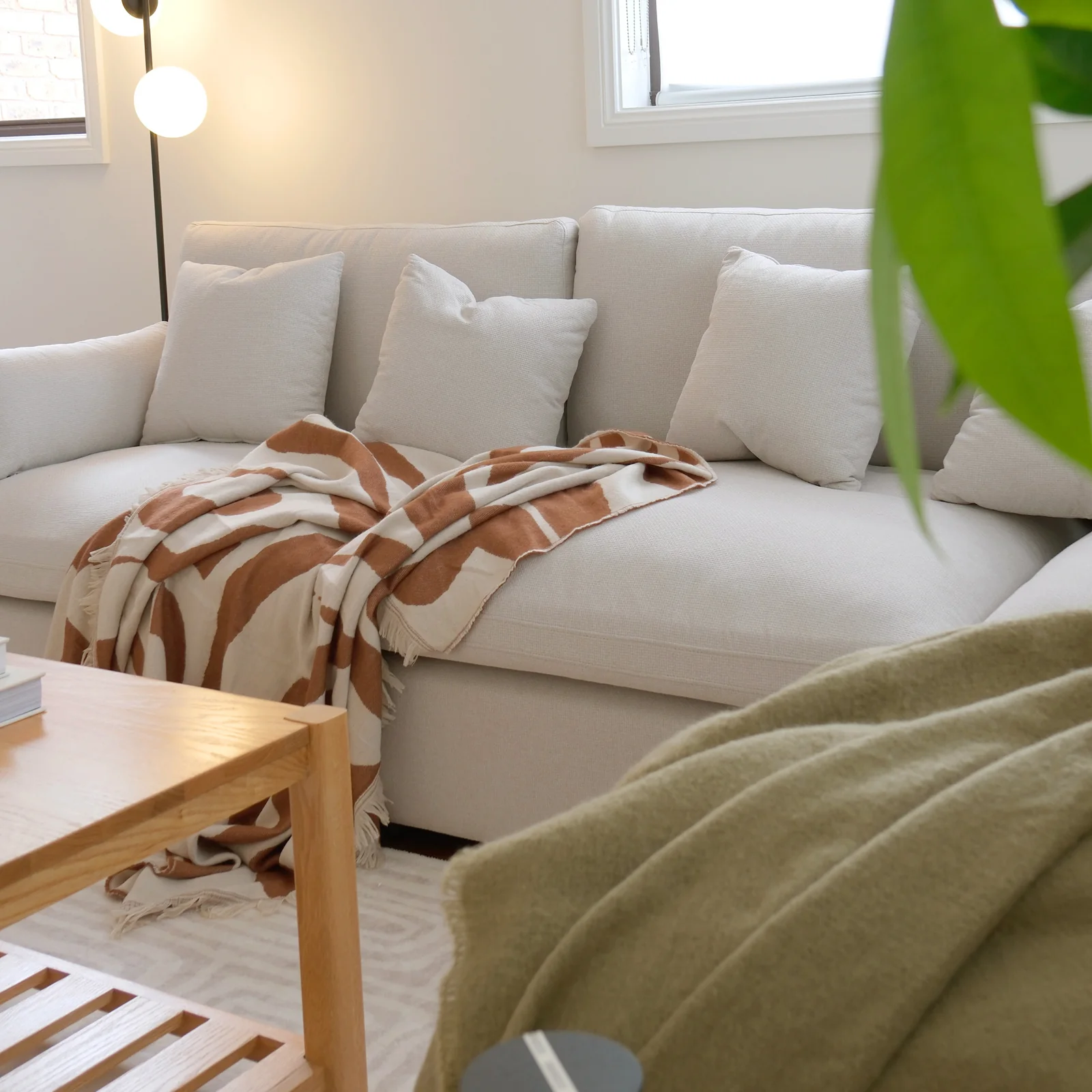 Millie 5 Seater Spill-Resistant Modular Sofa in Light Beige - Image 4